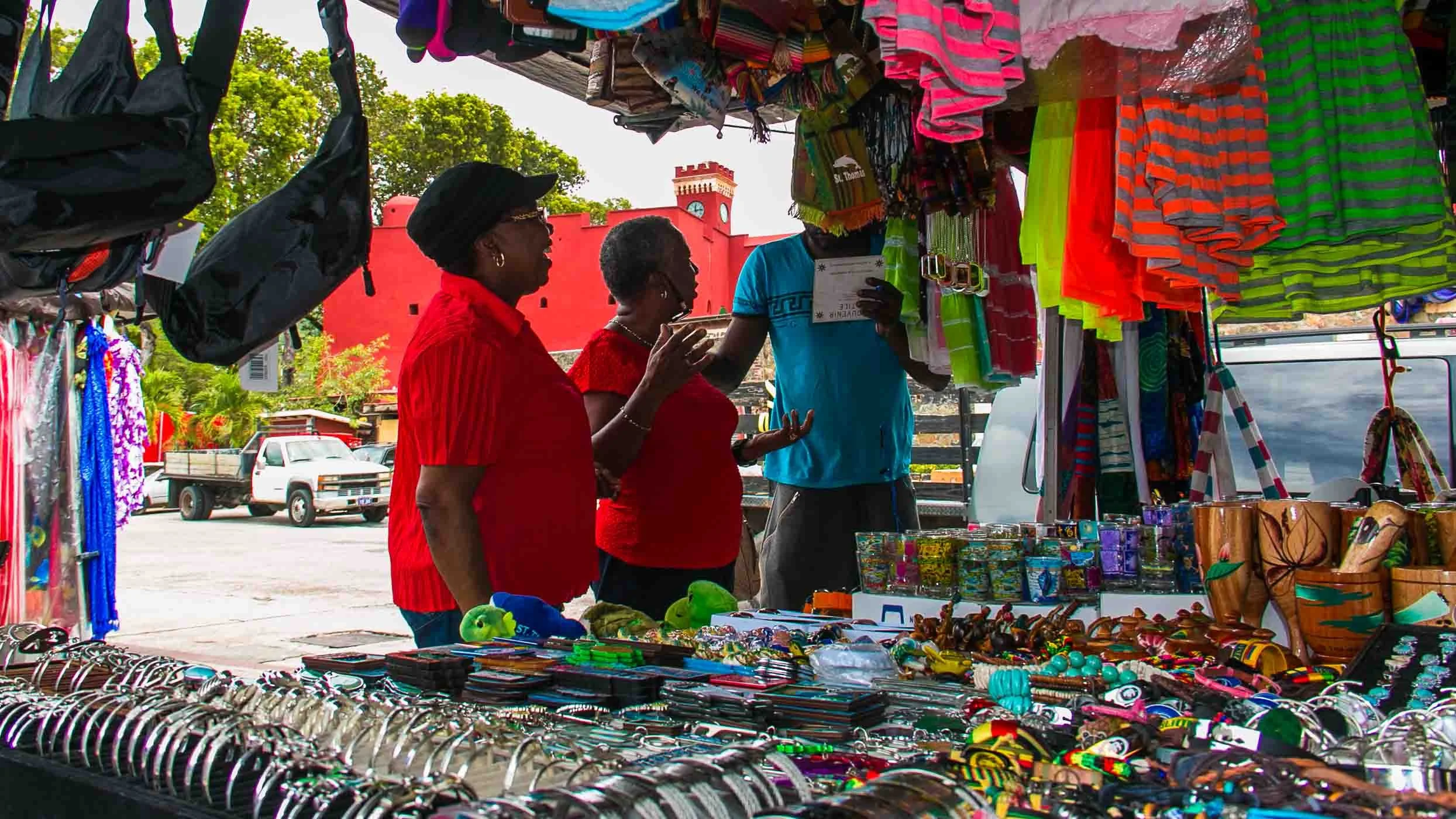 Haggling with a street vendor in Charlotte Amalie, U.S. Version Islands (USVI)