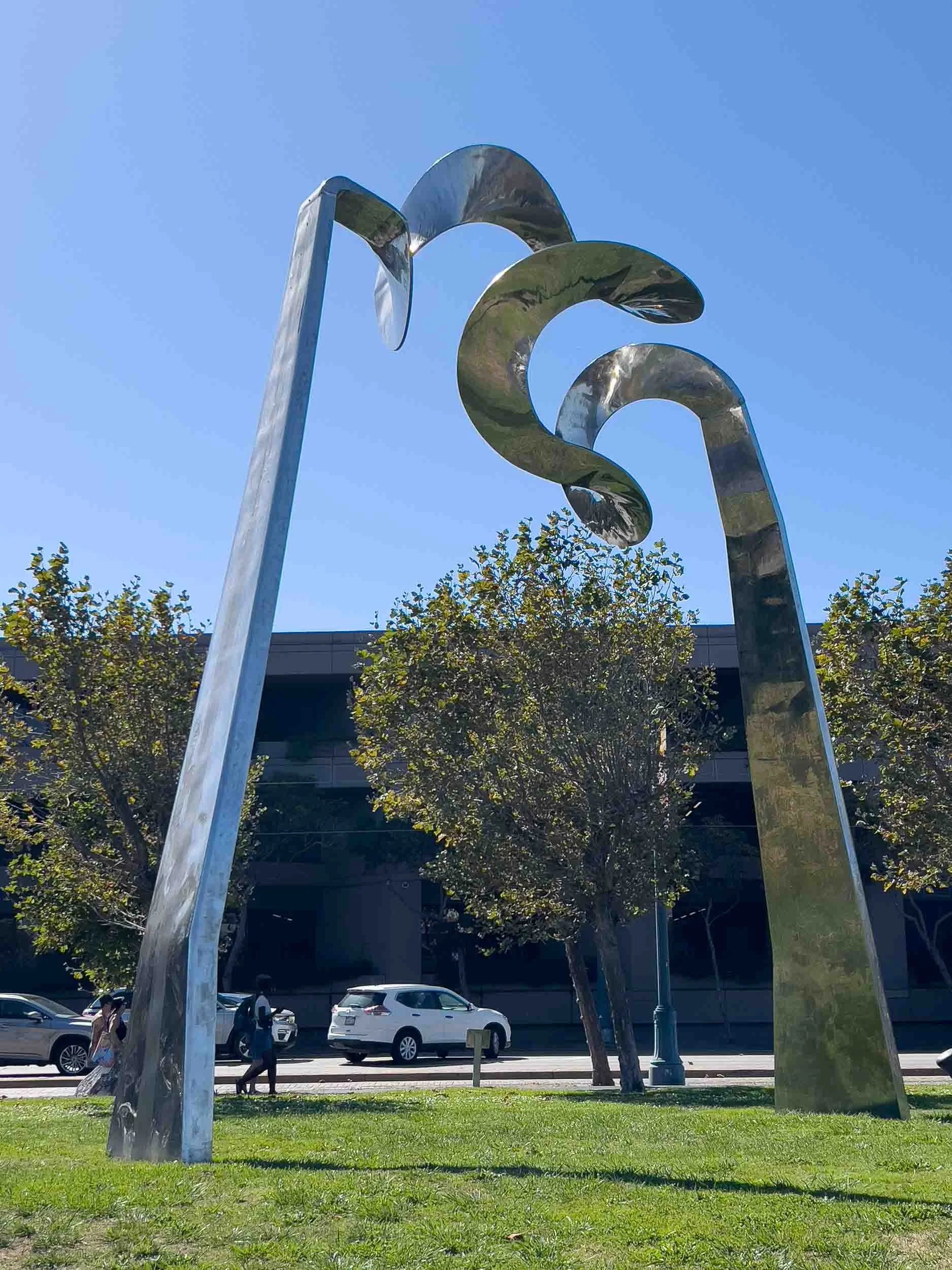 "Sea Change" by British sculptor George Cutts. It is located on the lawn of East Beach, near Pier 39. San Francisco.