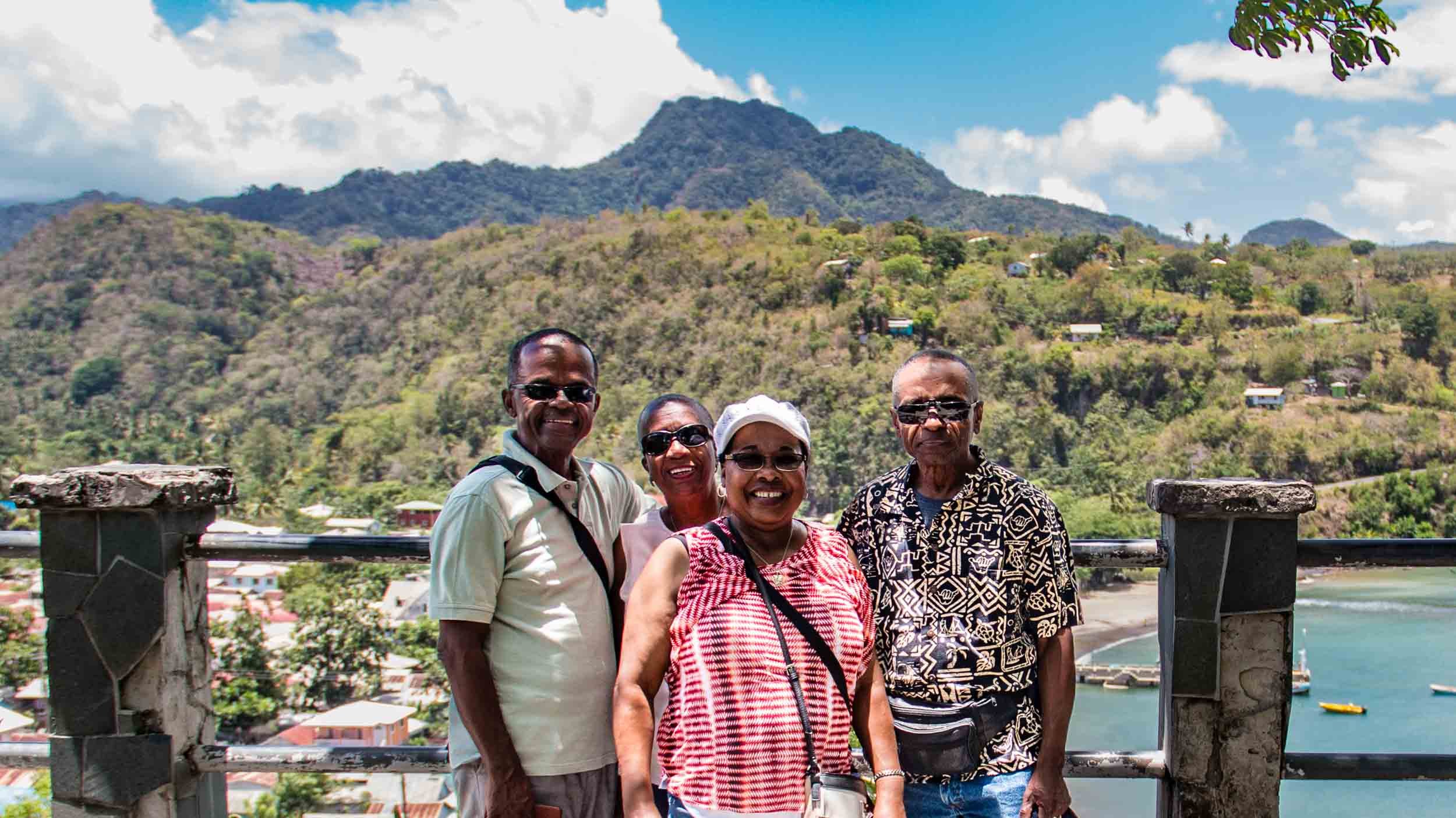 Photo opportunity with the town of Anse La Raye in the background. St. Lucia. May 4, 2017.