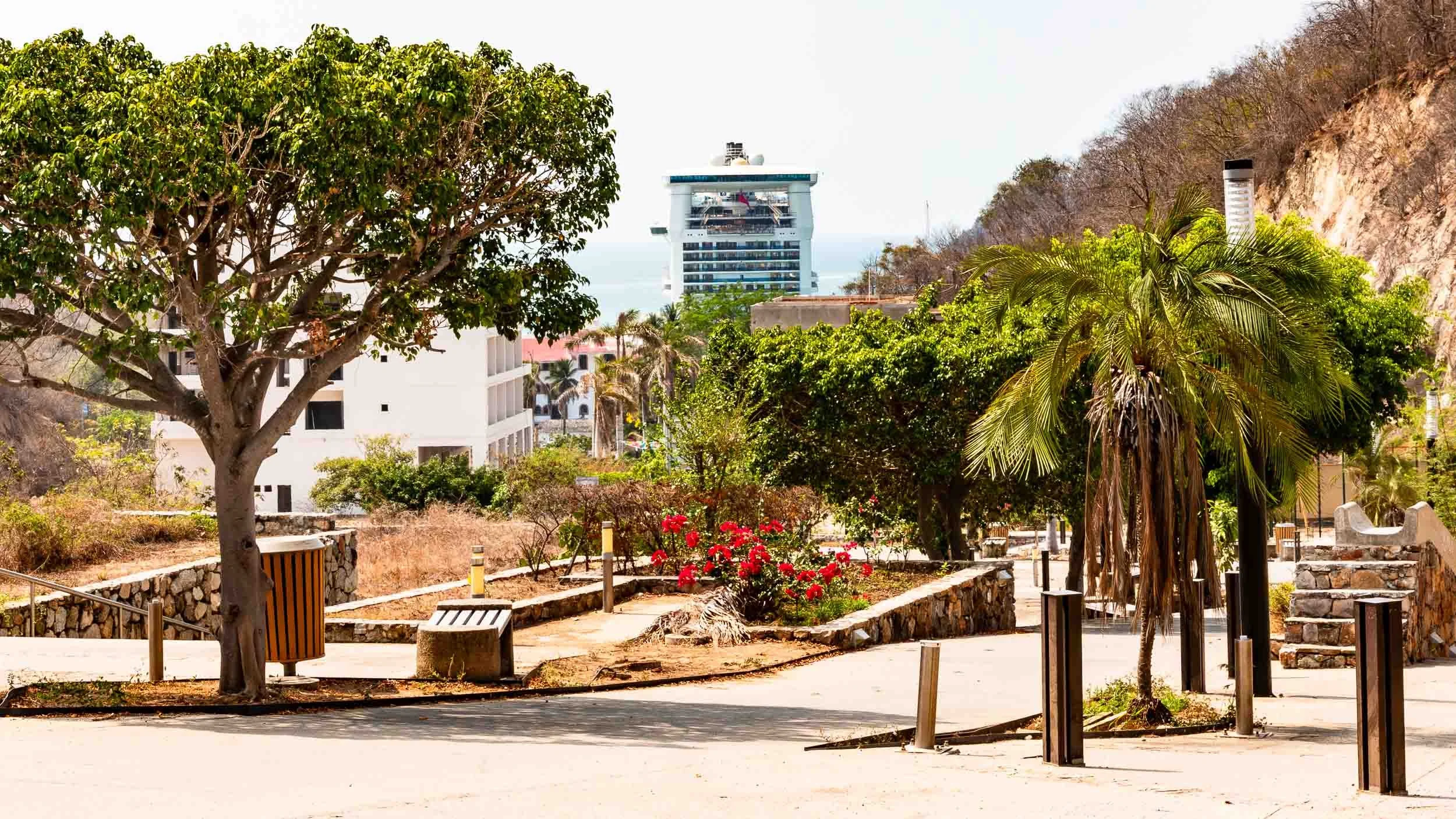 The back of the Caribbean looks like a tower building in the city of Huatulco, Mexico.