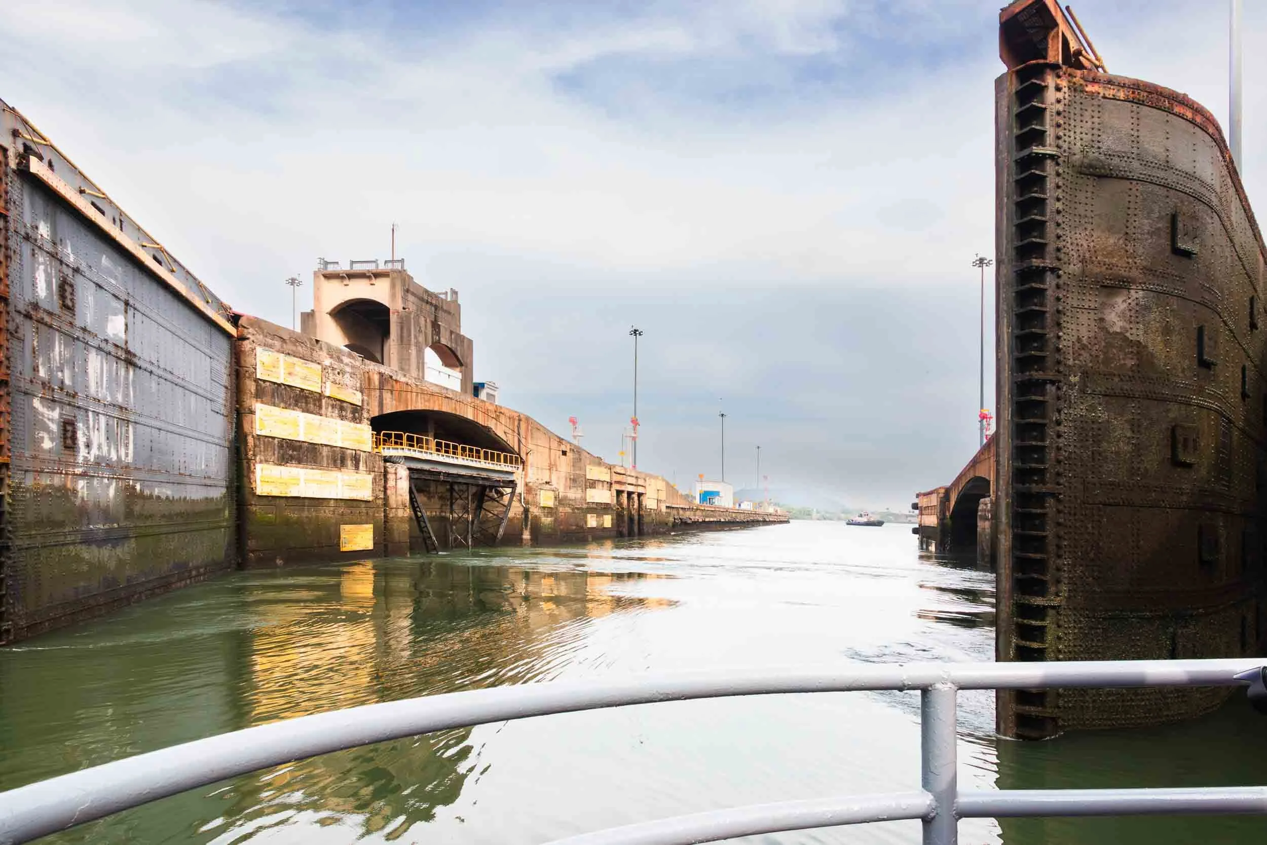 The last gate of the Miraflores Locks open to let us through.
