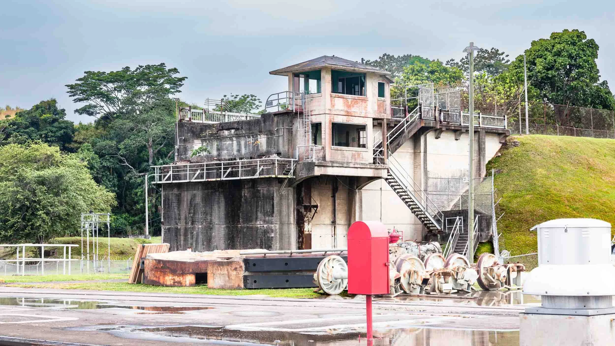 One of the original control tower and maintenance station in the Panama Canal. This one is on the Pacific side of the canal.