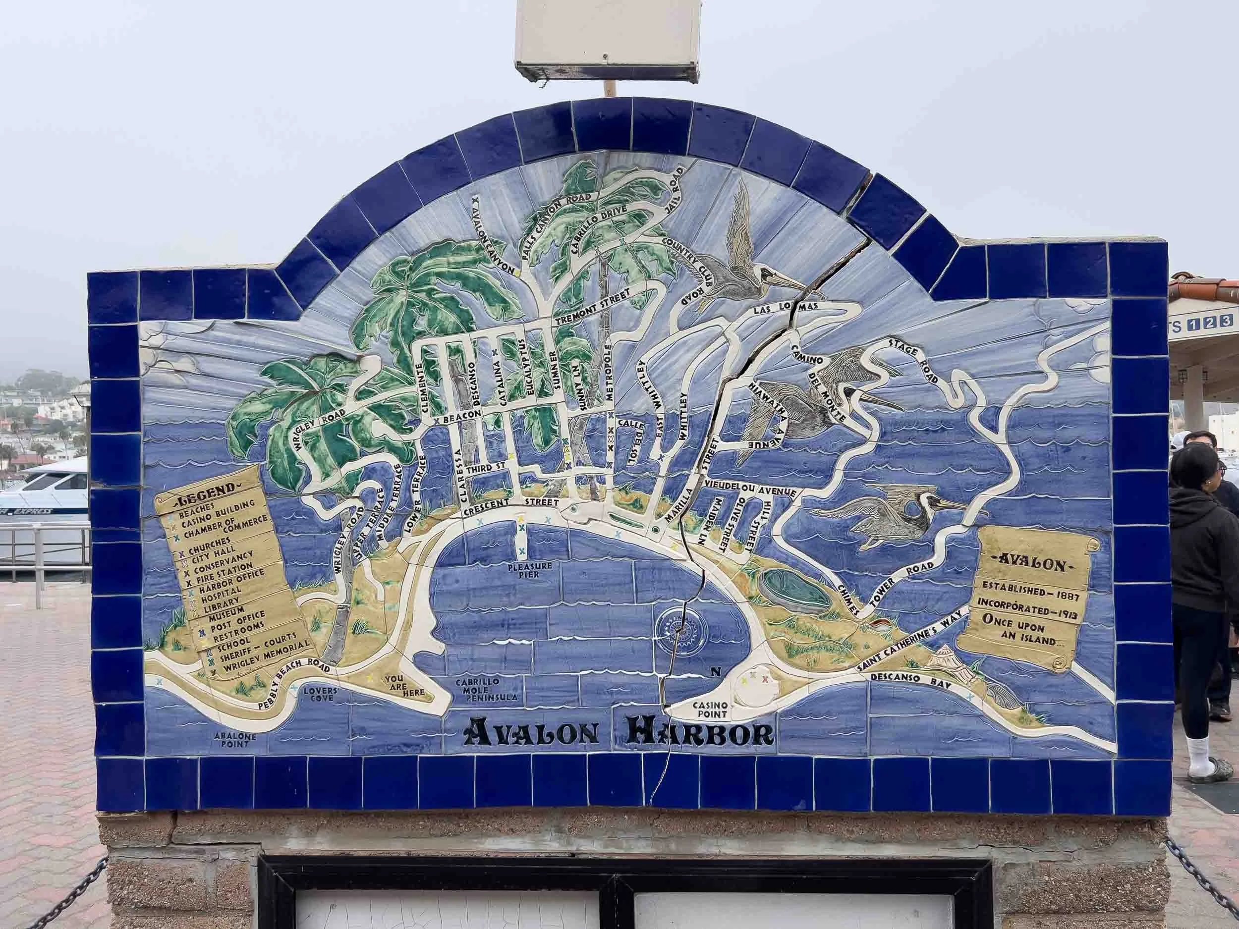 Map of the harbor area of Avalon on Santa Catalina Island.
