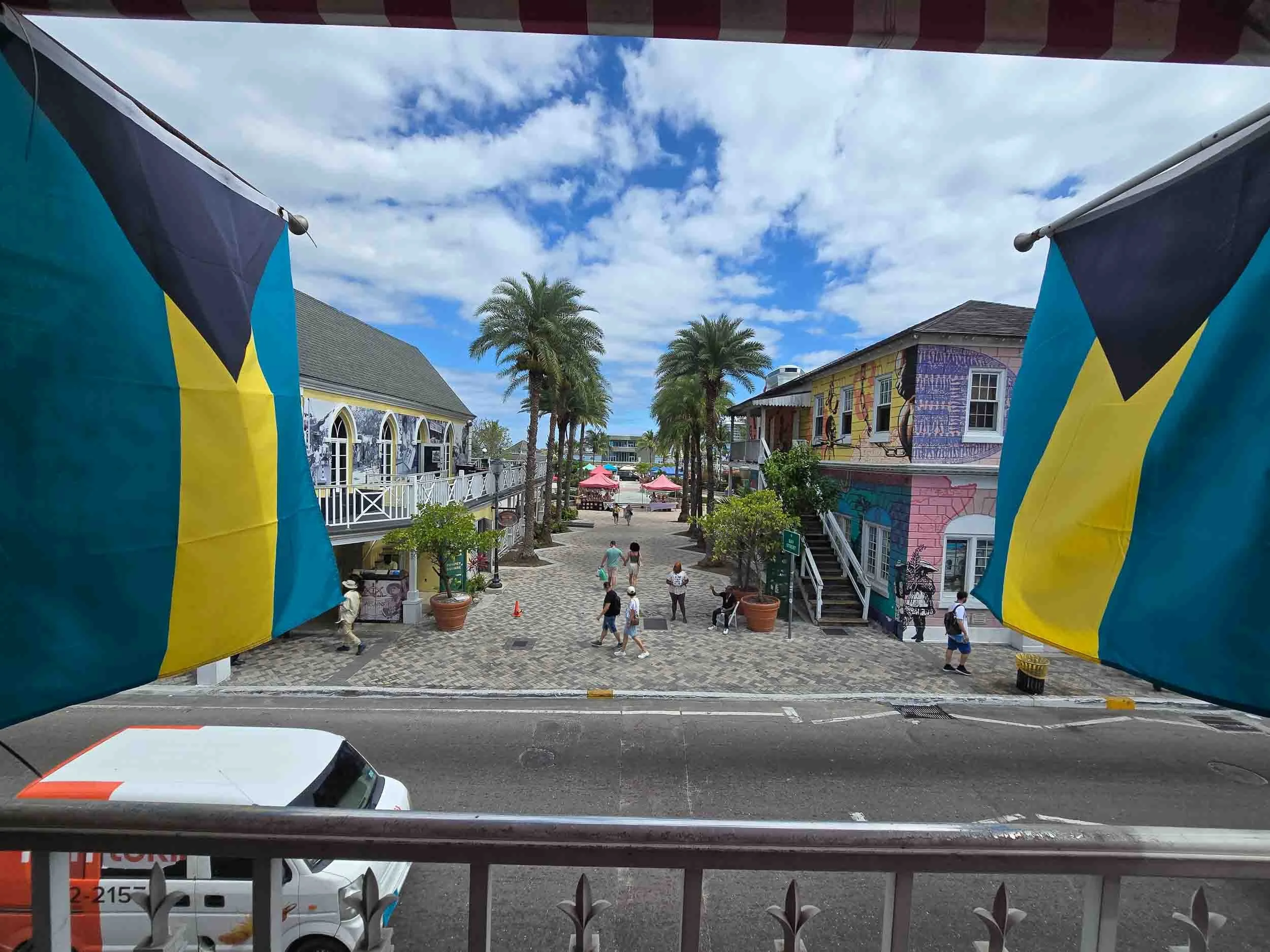 A view of Pompey Square taken while enjoying an ice cream at the top level of Main Street Ice Cream Parlor.