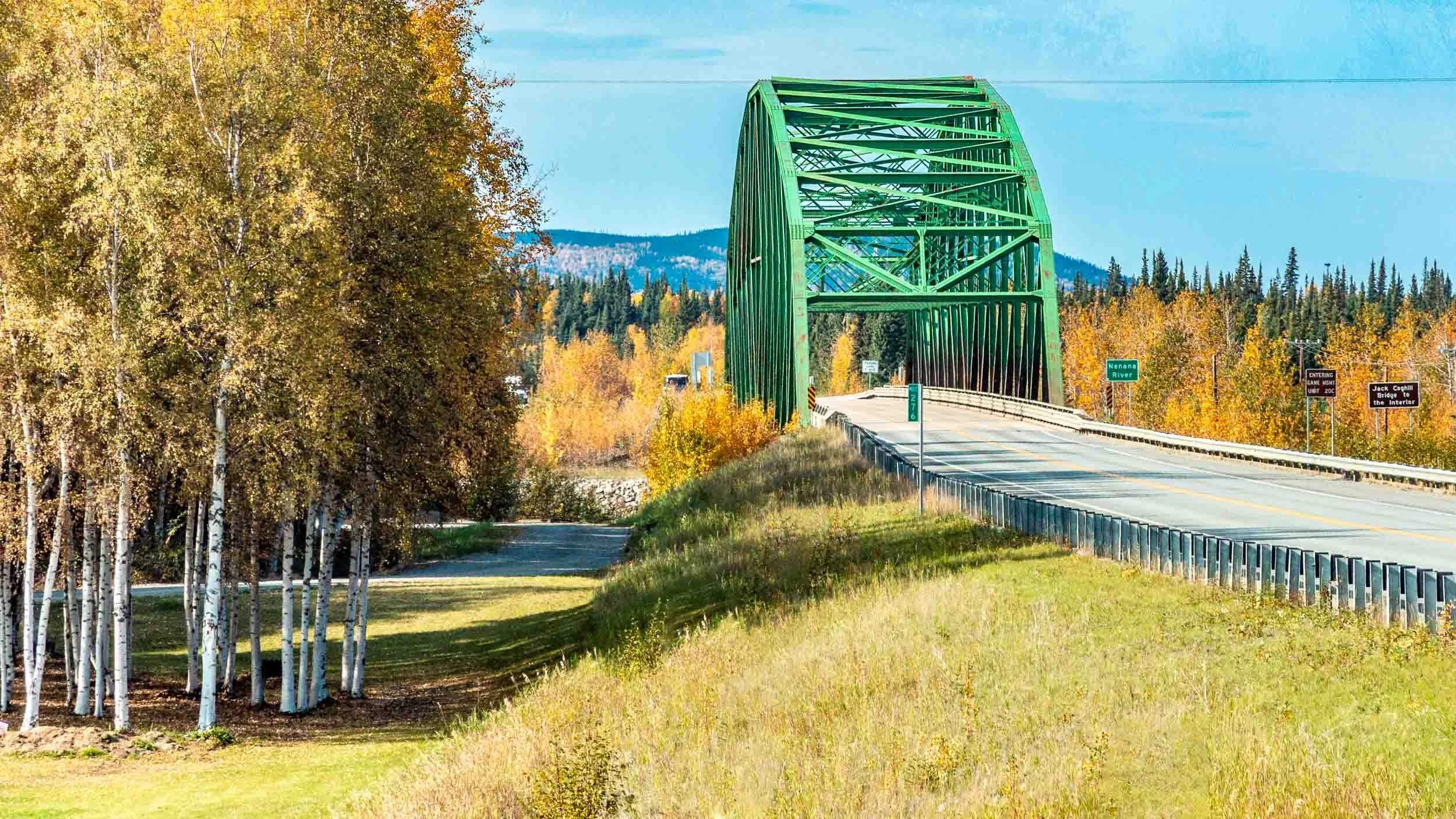 Bridge over the Tatlanika River. We were on our way by coach from Fairbanks to Denali, and made a short stop in the area.