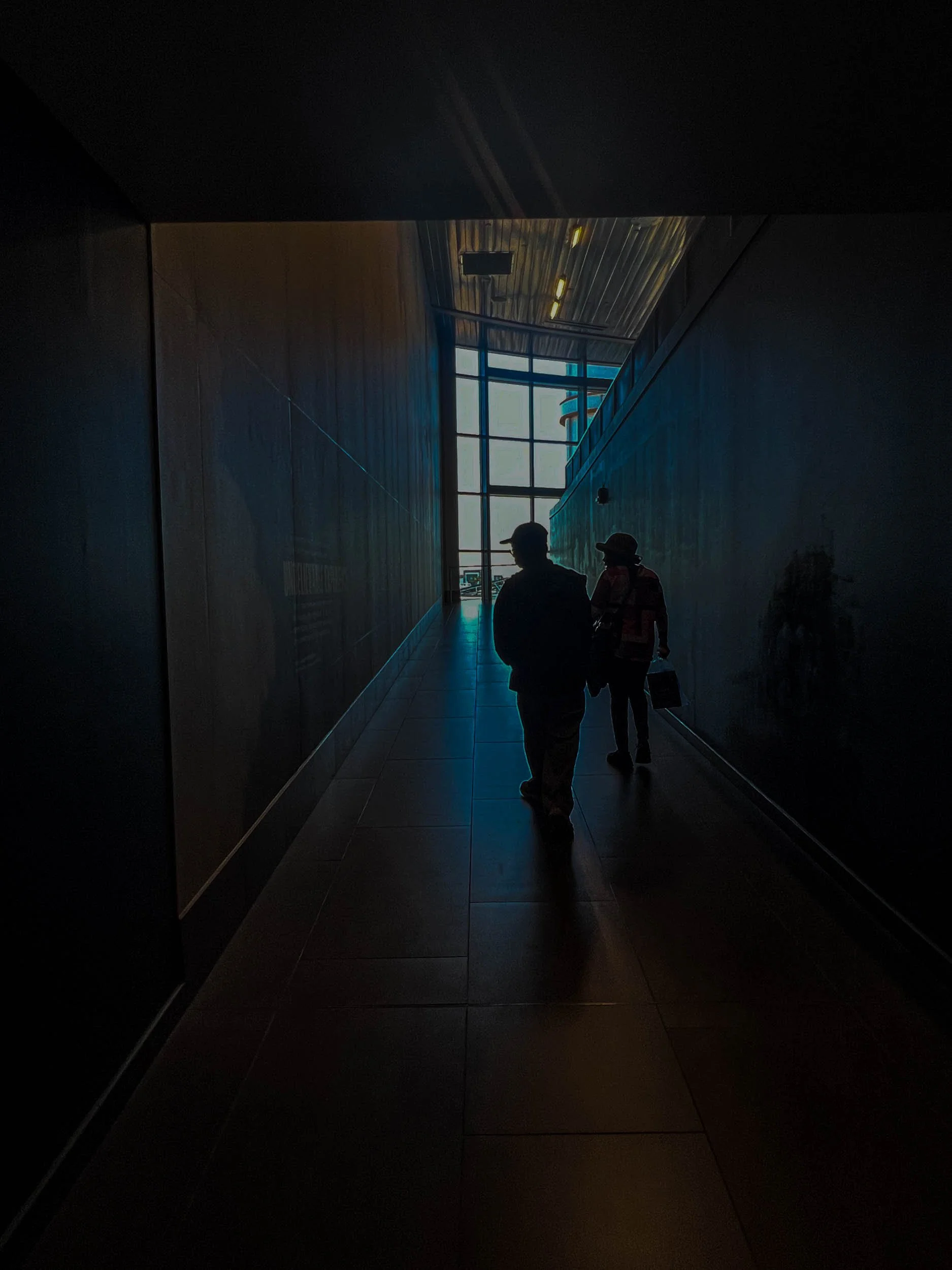 Walking the halls to the Space Shuttle Atlantis exhibit.