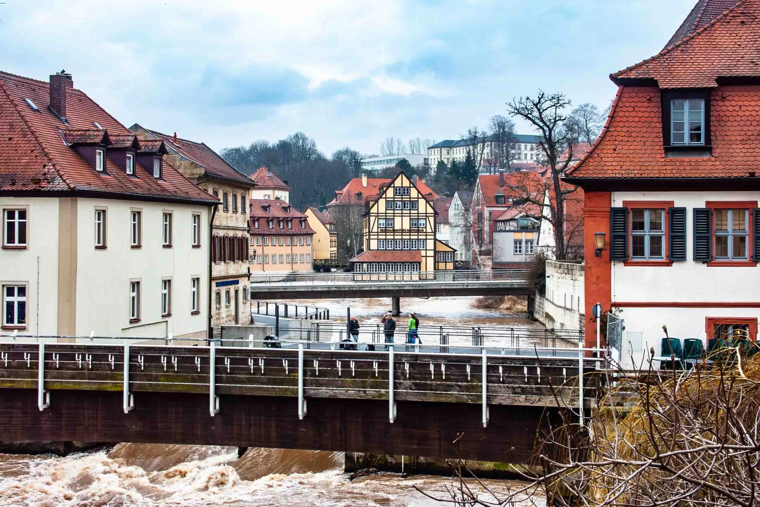 View across the Regnitz River towards the Mühlwörth (Mill District)