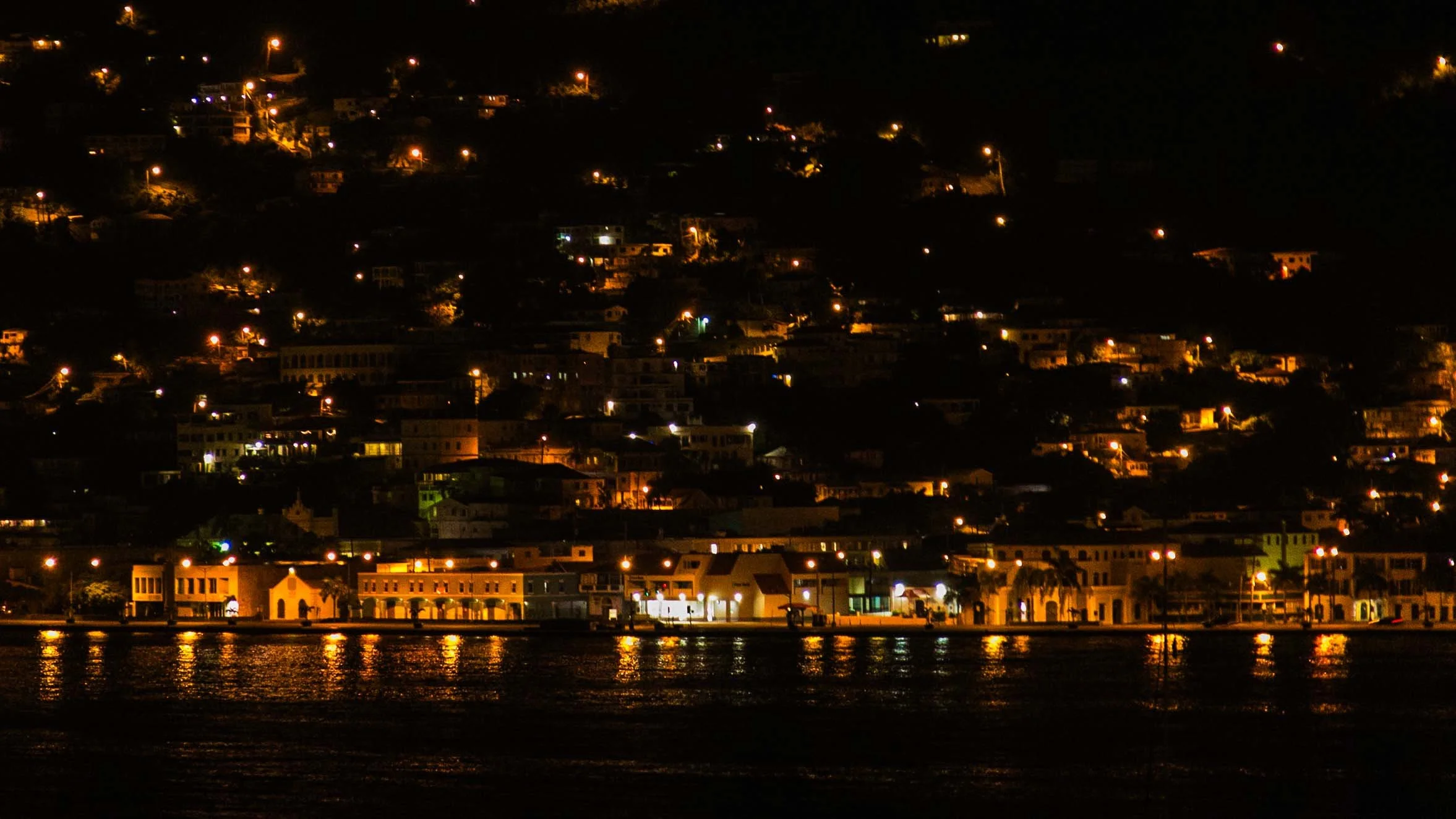 Nightlights in the port of Charlotte Amalie, U.S. Virgin Islands (USVI) and the surrounding city - #3
