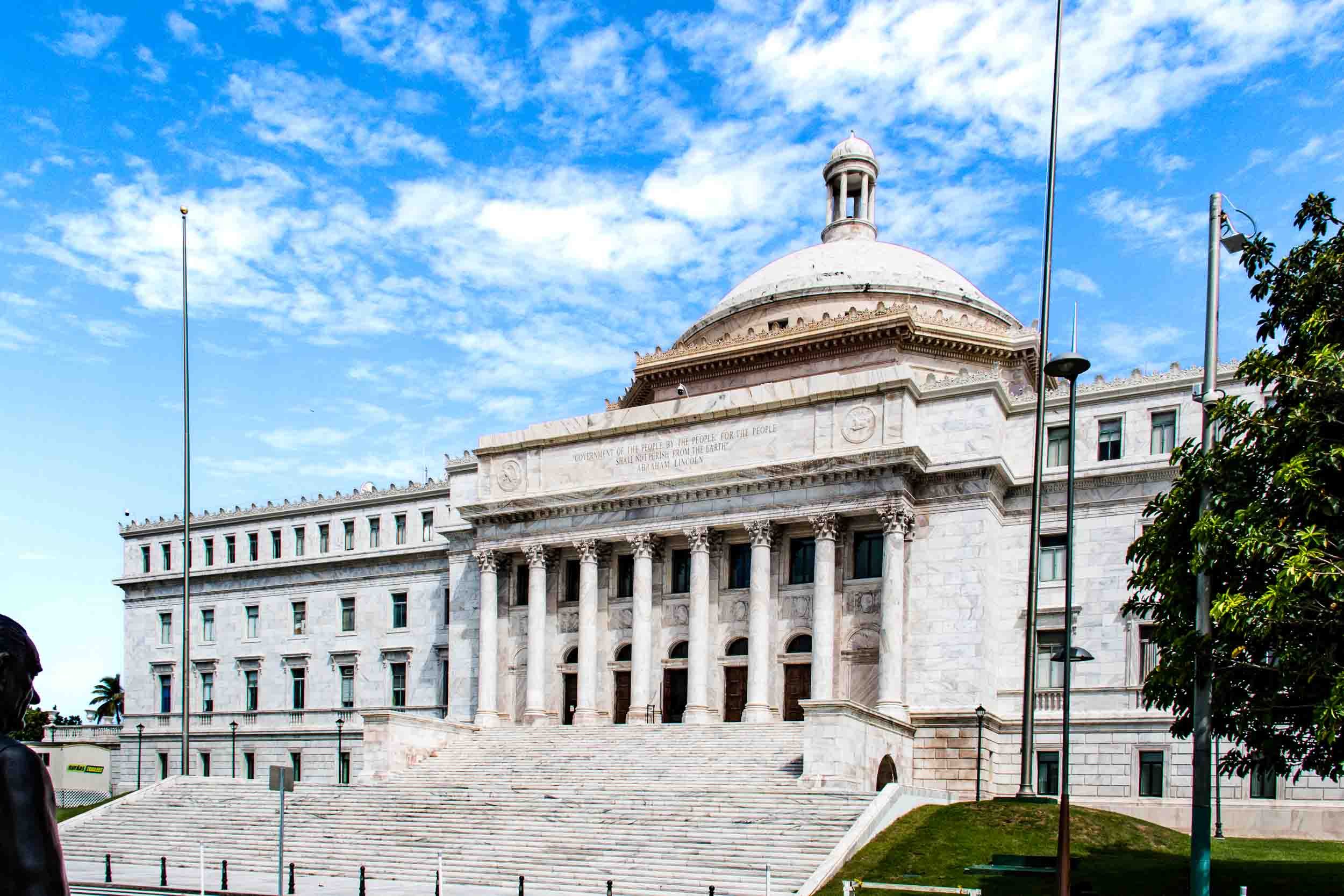 Capitol of Puerto Rico, located in San Juan. It houses the Legislative Assembly, including both Senate and House of Representatives. 