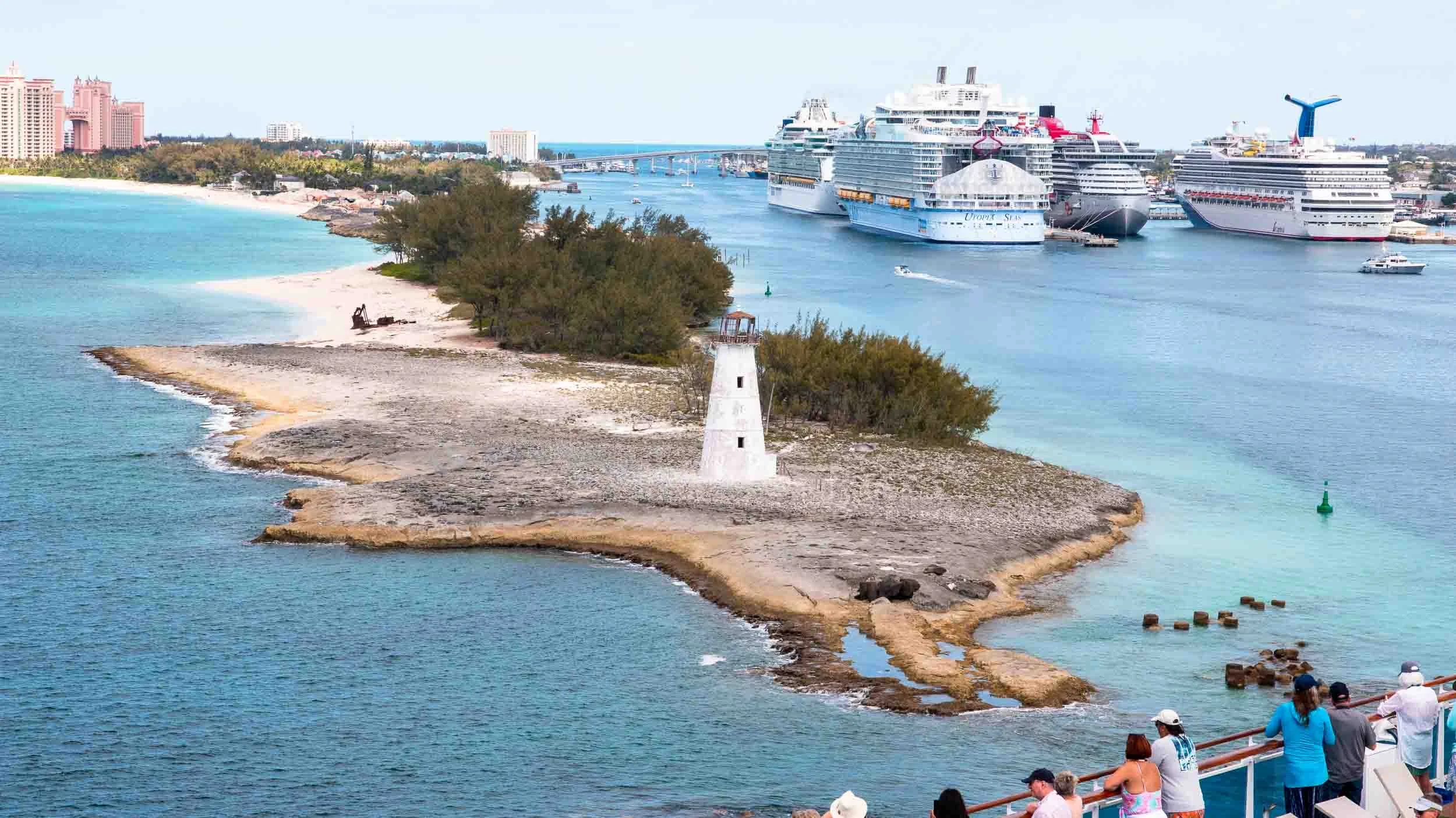 Hog Island (Paradise Island) while departing the harbor.