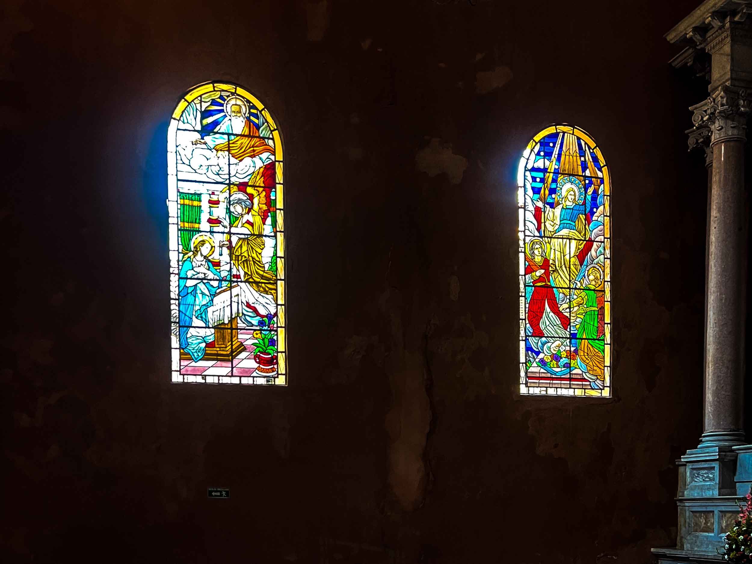 Stained glass inside of the Cartagena Cathedral.