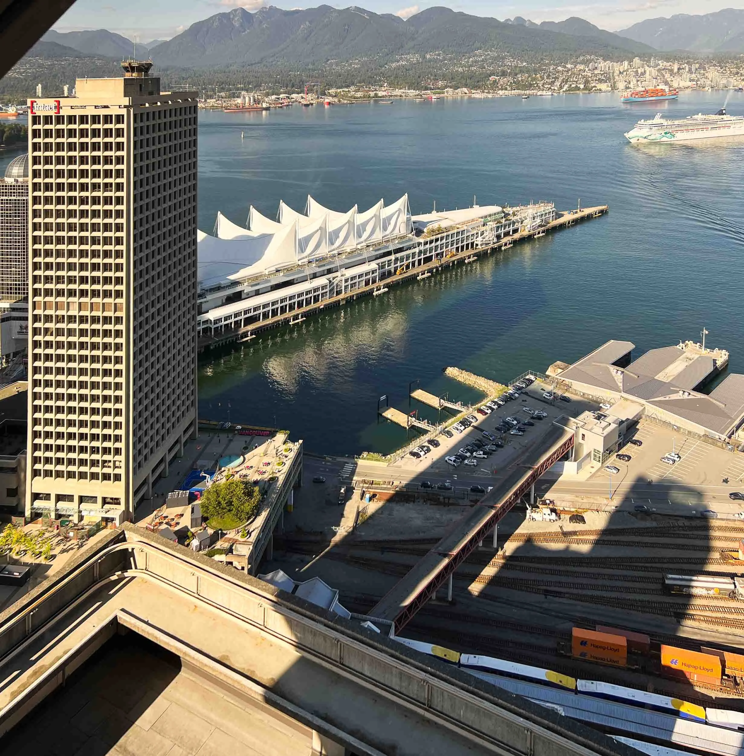 View of Canada Place from the top of the Vancouver Lookout.
