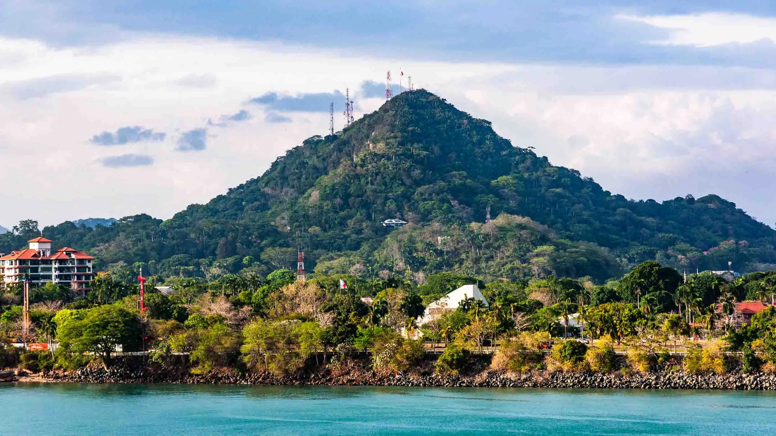 Ancon Hill (Cerro Ancon), the highest point in  Panama City, overlooking the Pacific entrance of the Panama Canal.
