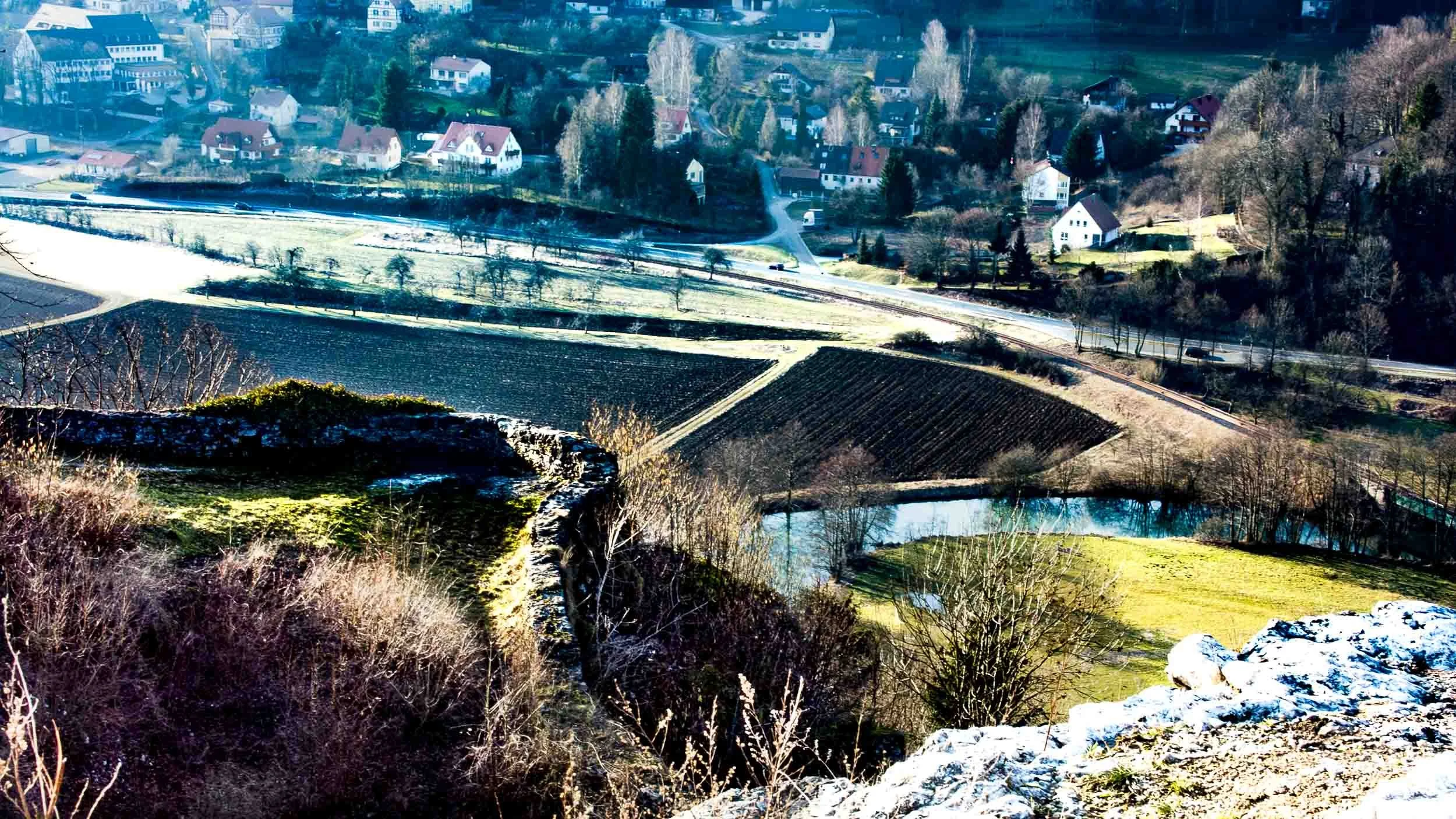 Northwest view from Neideck Castle towards the village of Streitberg
