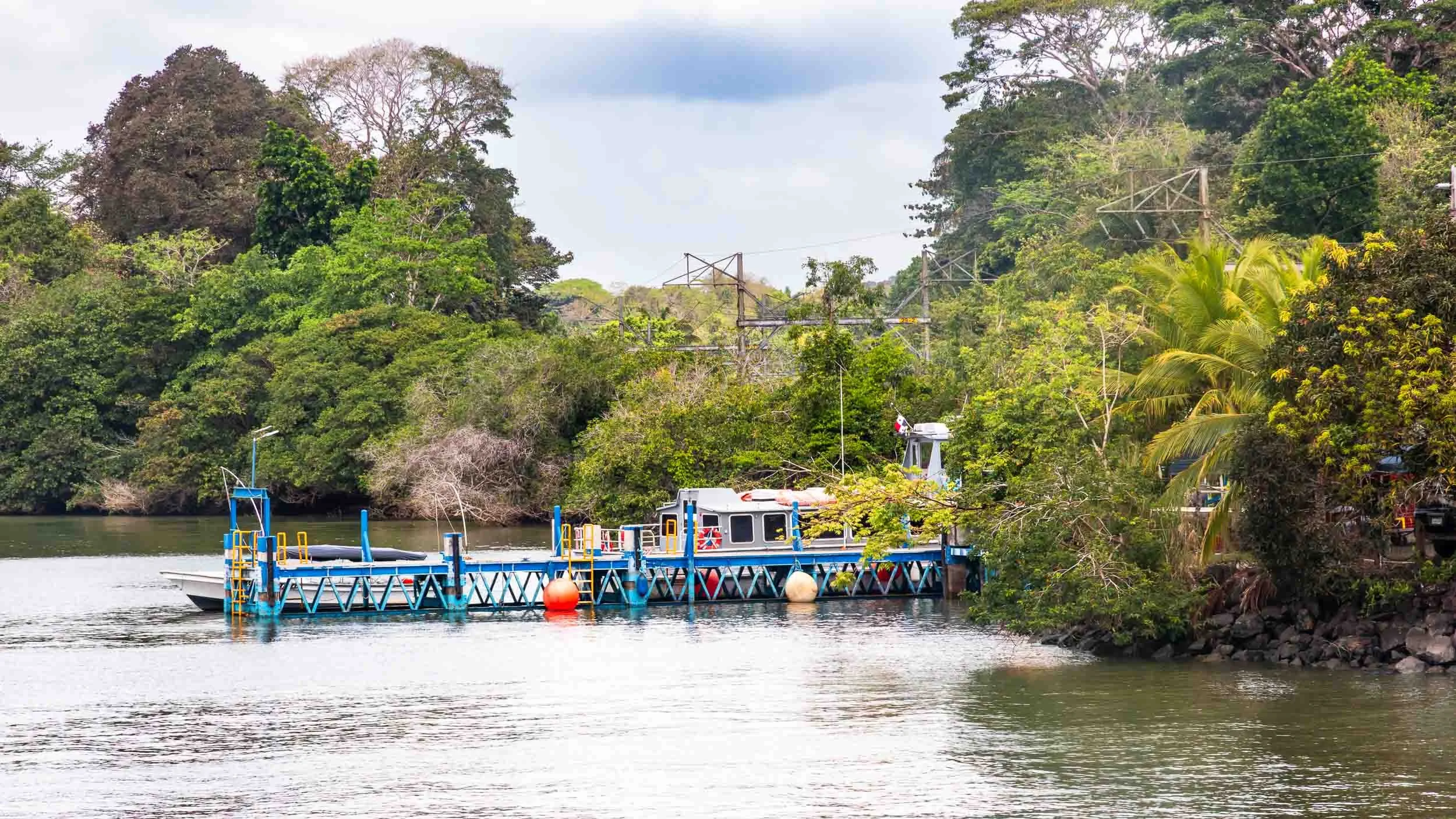 A service vessel and a floating maintenance dock.