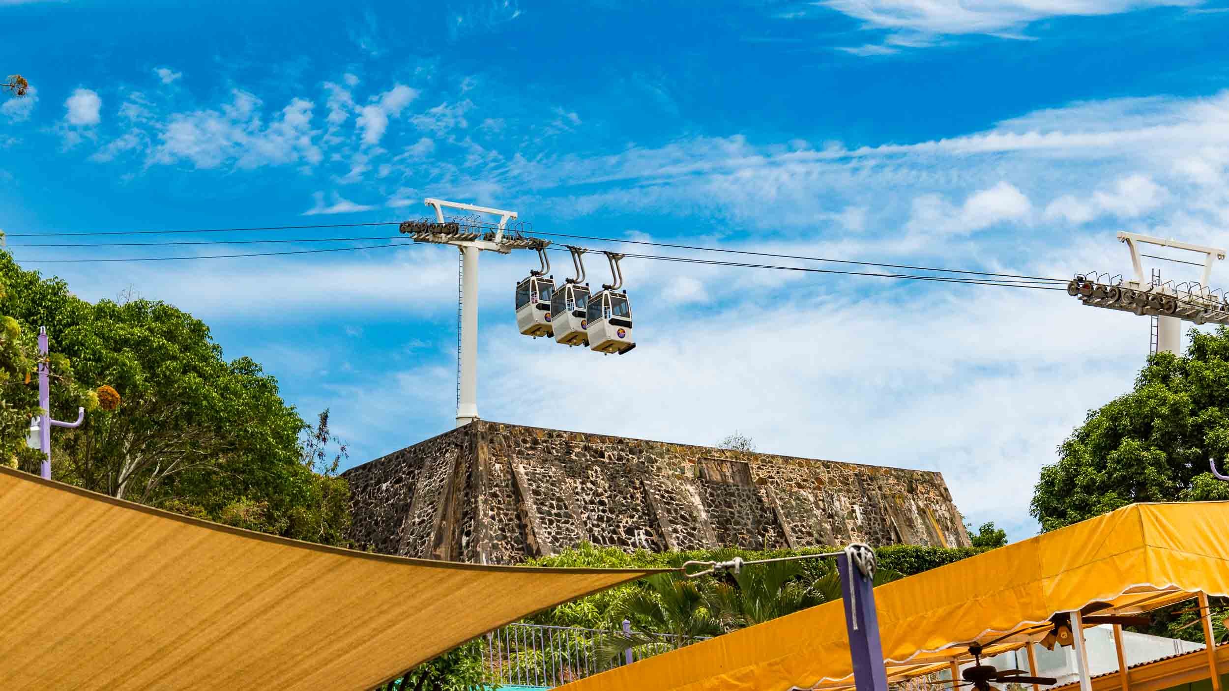 The Skyride to Paradise Point, a popular aerial tramway located in Charlotte Amalie, St. Thomas. The tram carries passengers up 700 feet to the top of Flag Hill. May 8, 2017.