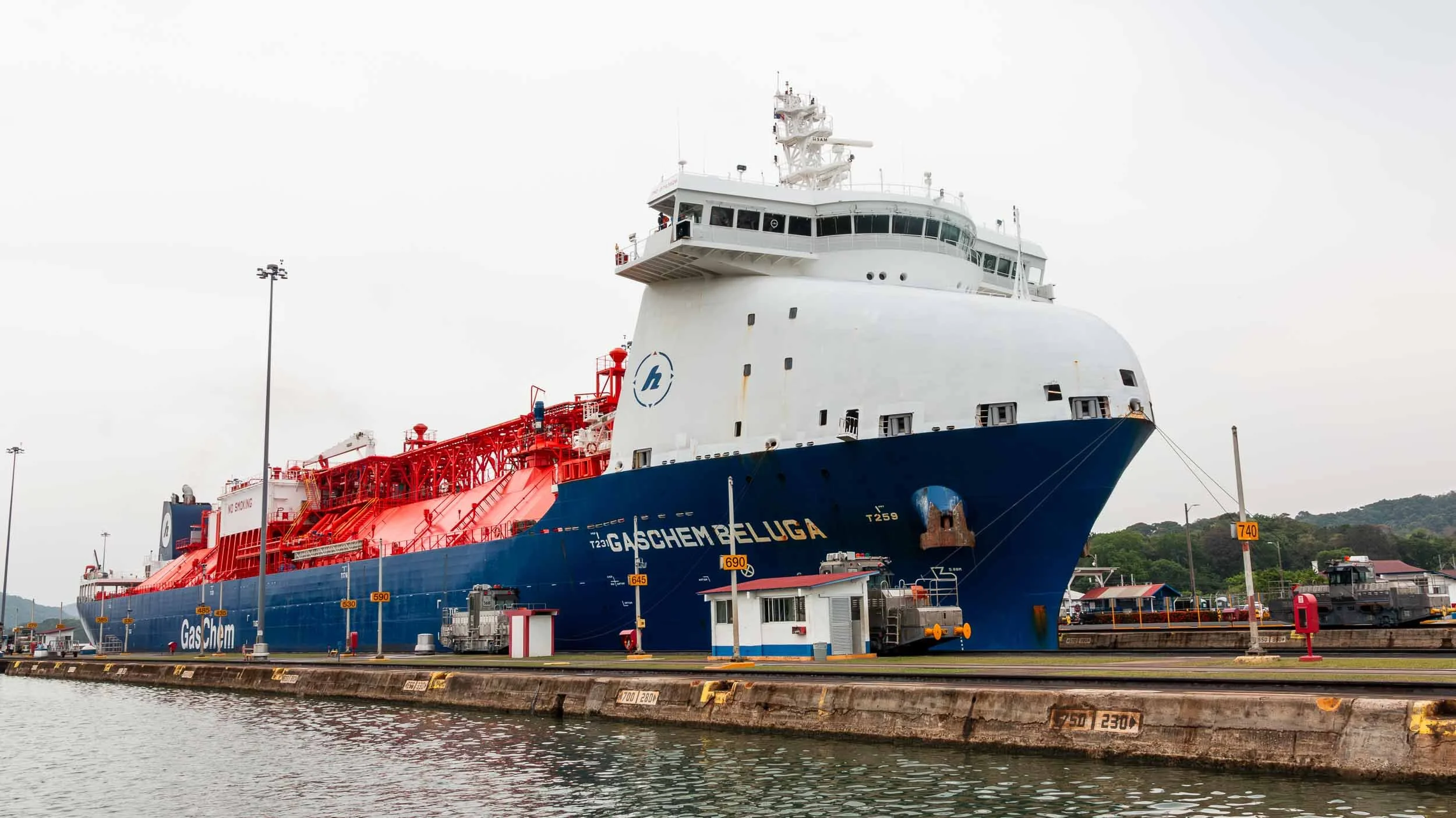 April 20, 2025: Liquid Gas Tanker in the Panama Canal.
