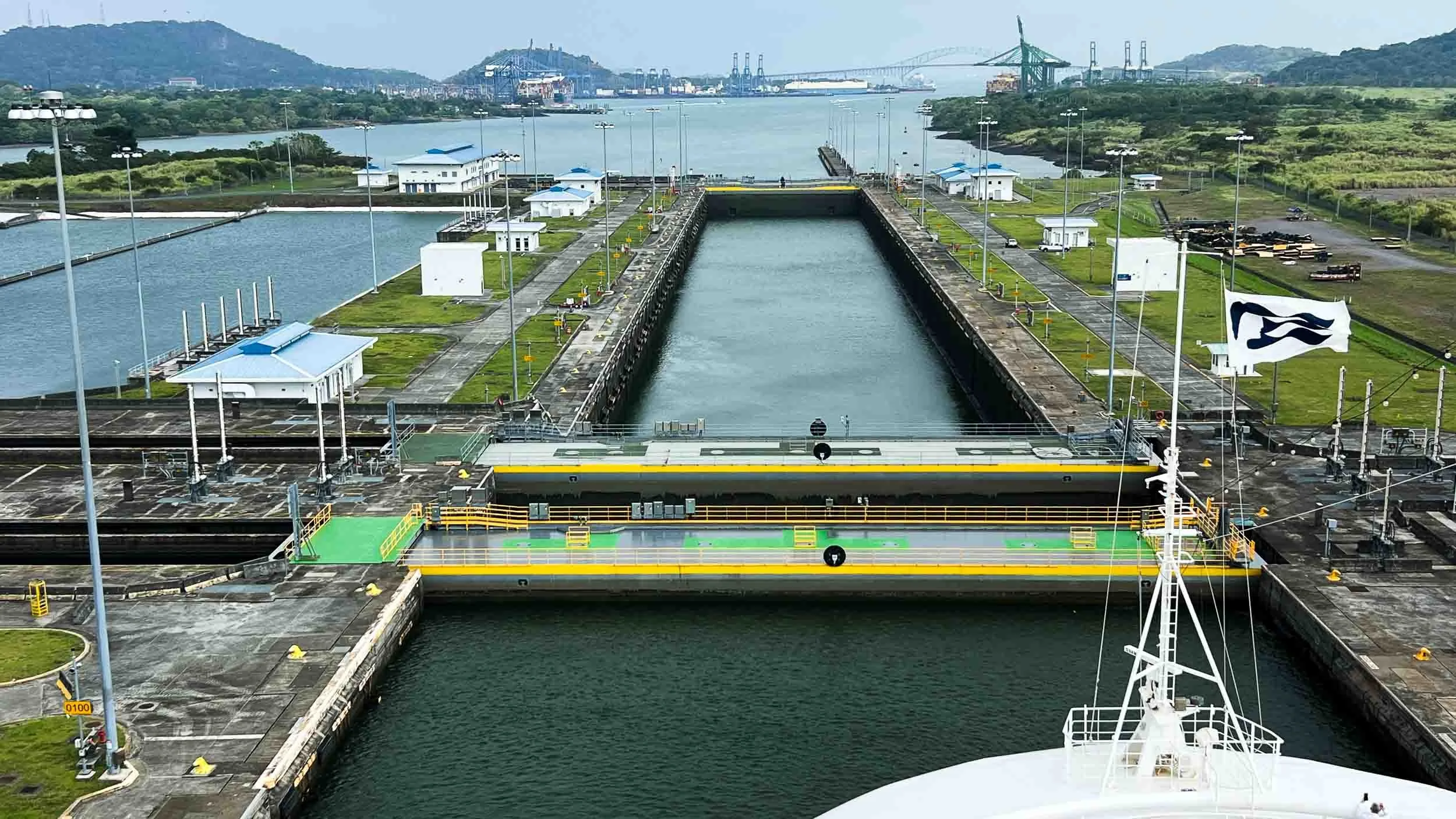 The Cocoli Locks, the last of the new locks before entering the Pacific Ocean.