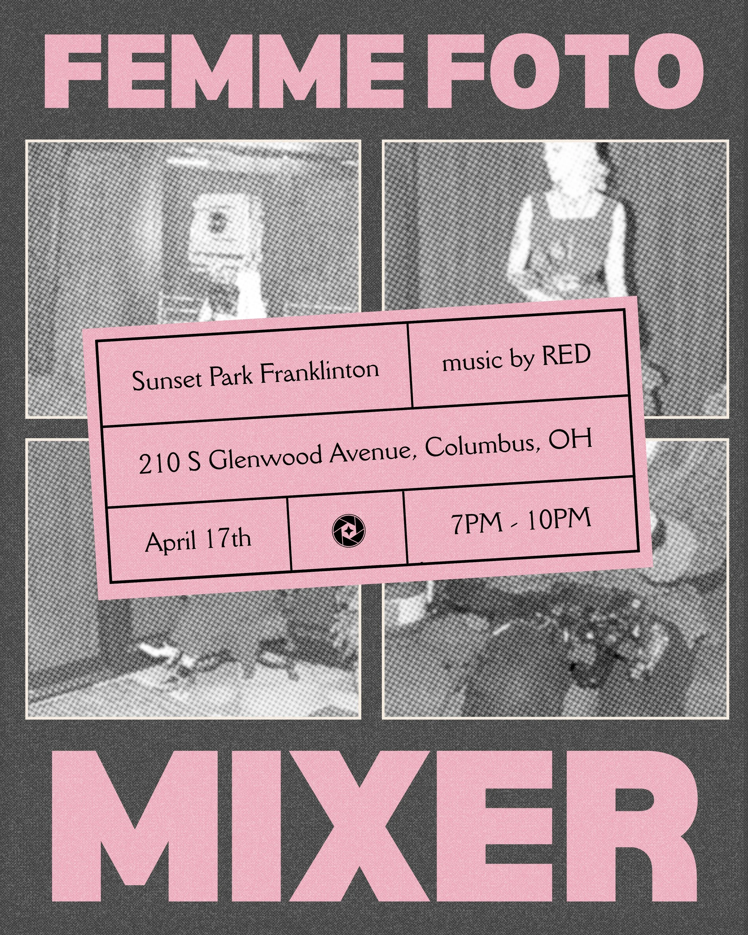 Flyer for Femme Foto Mixer. Information below.