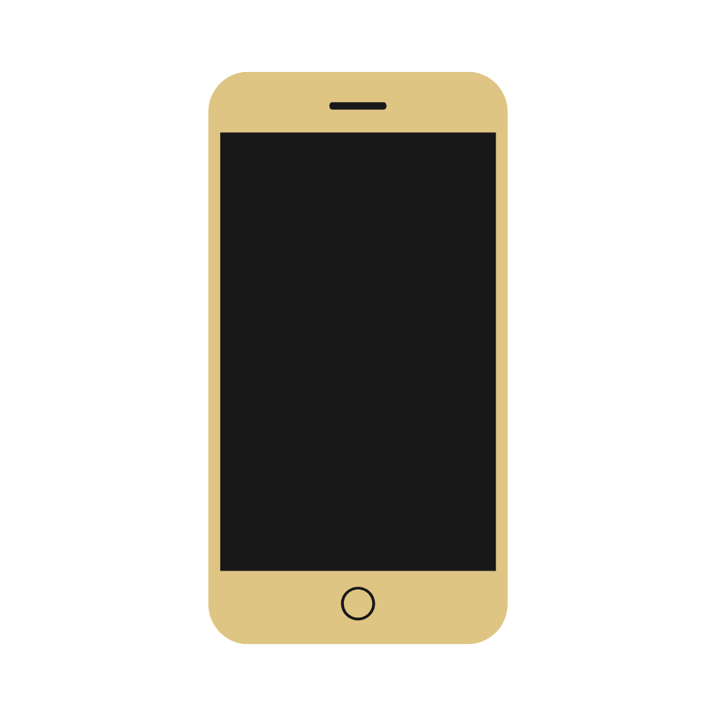 Illustration of a gold smartphone with a black screen and a circular home button.