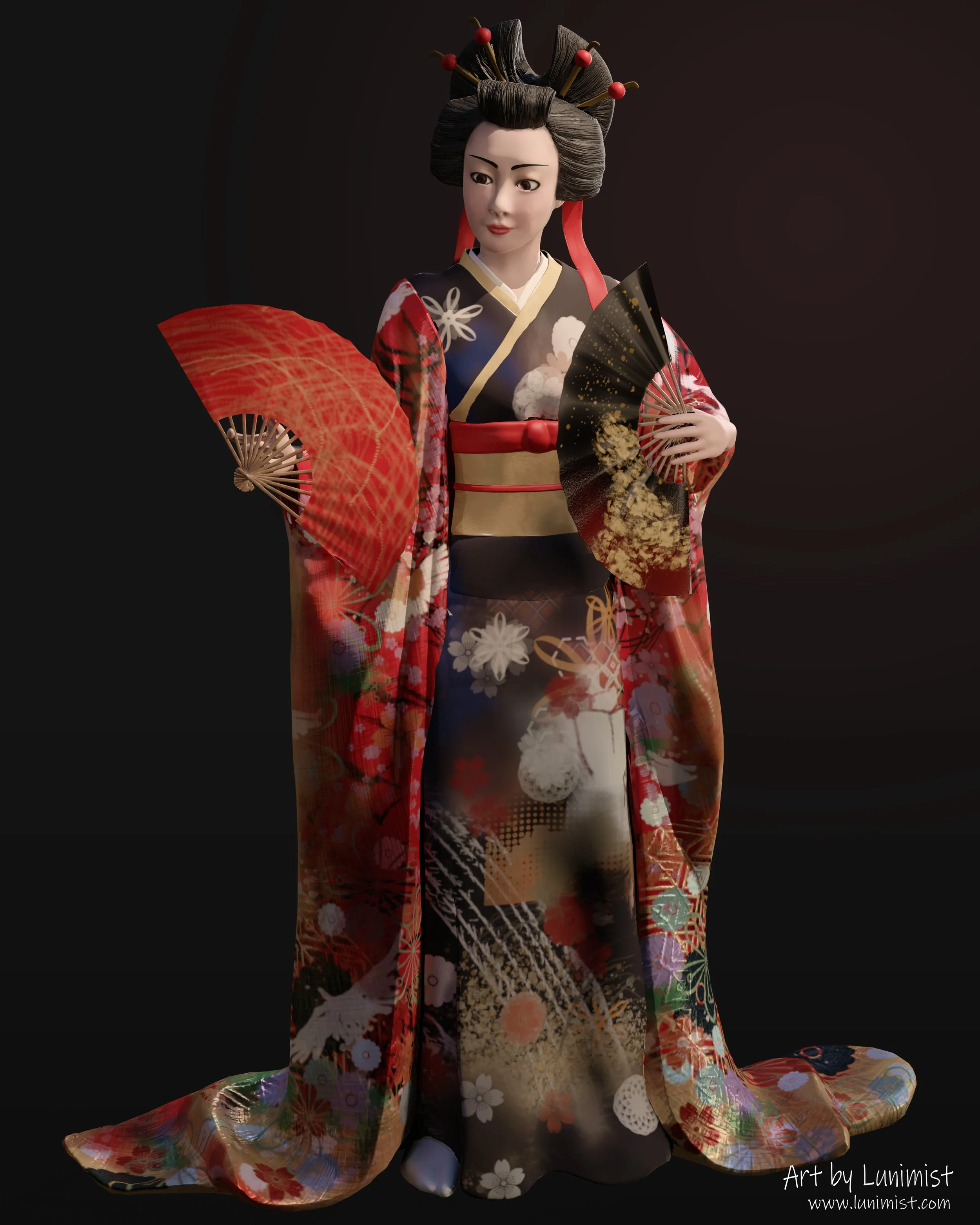 Geisha Fan Dance

Finished a new 3D Sculpt. The full project is now live on my website. More views and portfolio links are in my profile.

#3Dsculpting #digitalart #kimono #3Dart #geisha #marvelousdesigner