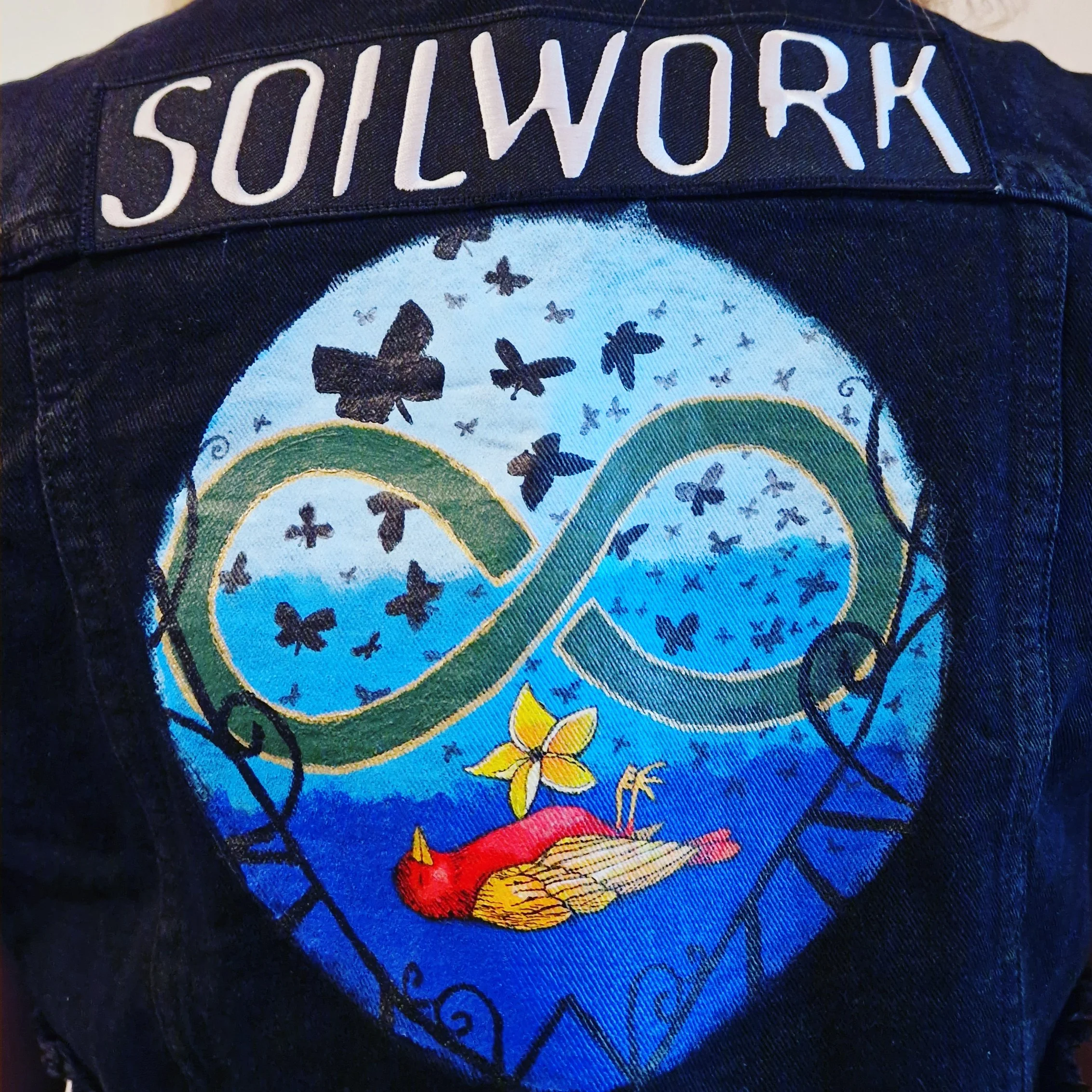 painted denim vest