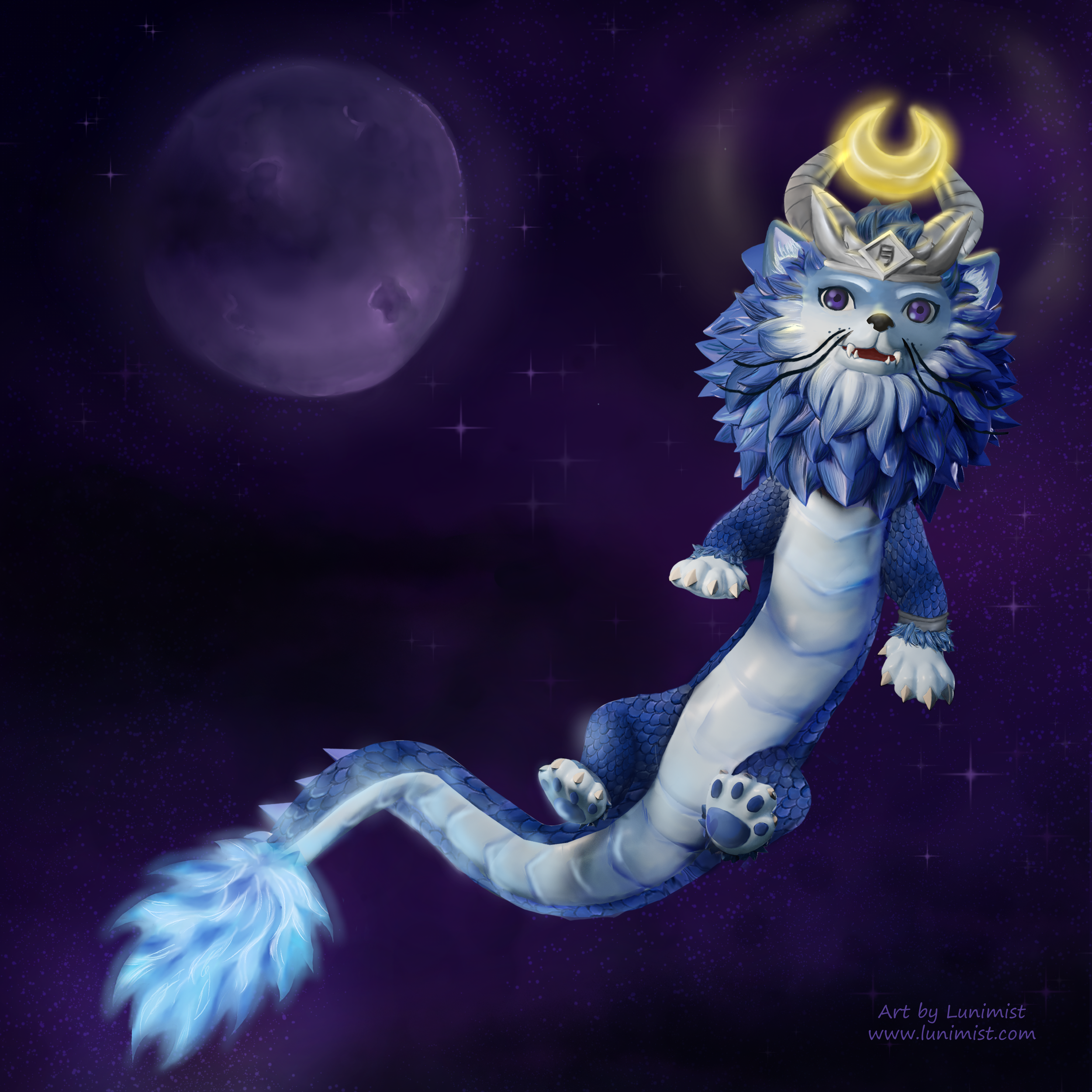 The Moon Dragon - 3D/2D Mixed Media