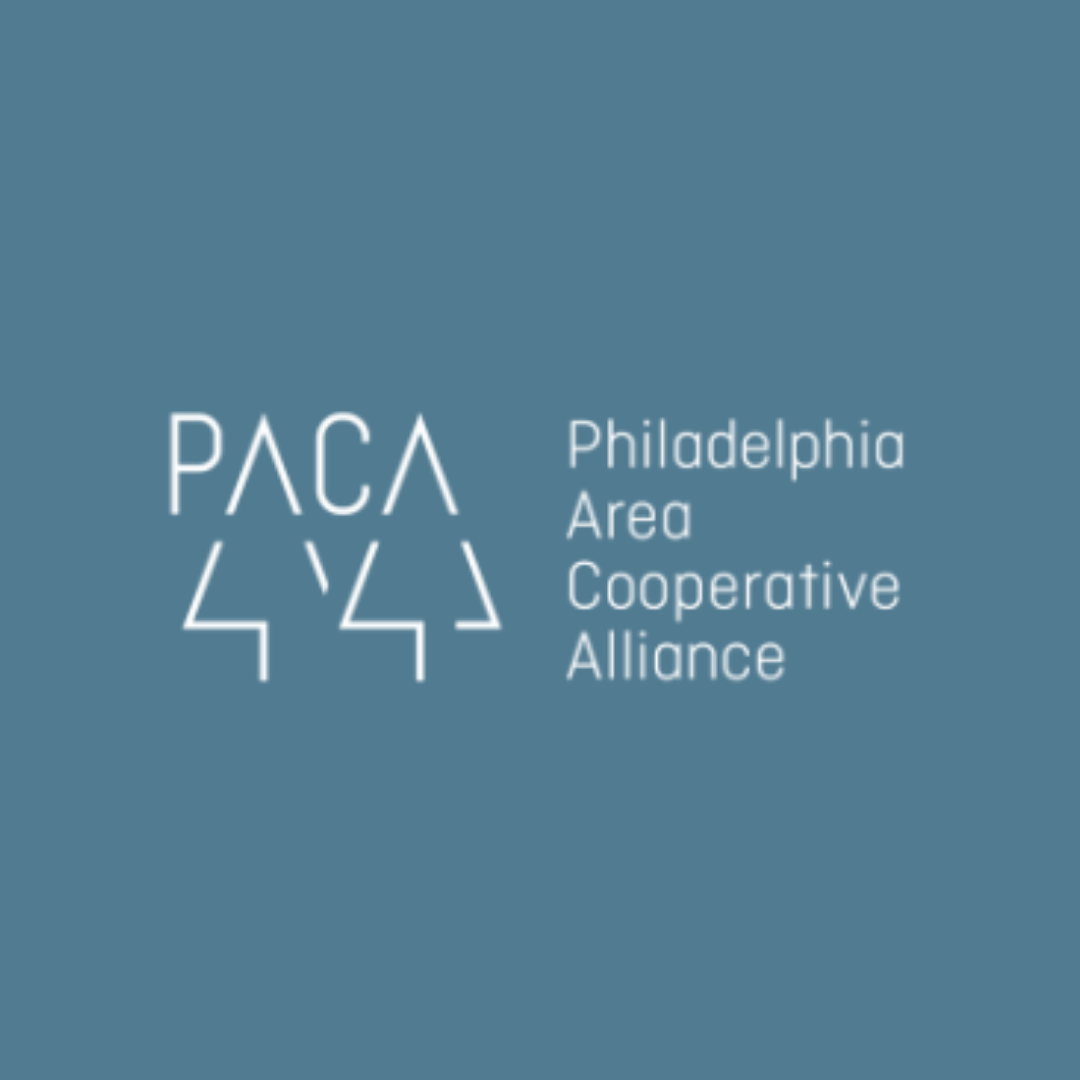 "Philadelphia Area Cooperative Alliance" stacked to the right of a symbol combining the letters PACA with two trees 