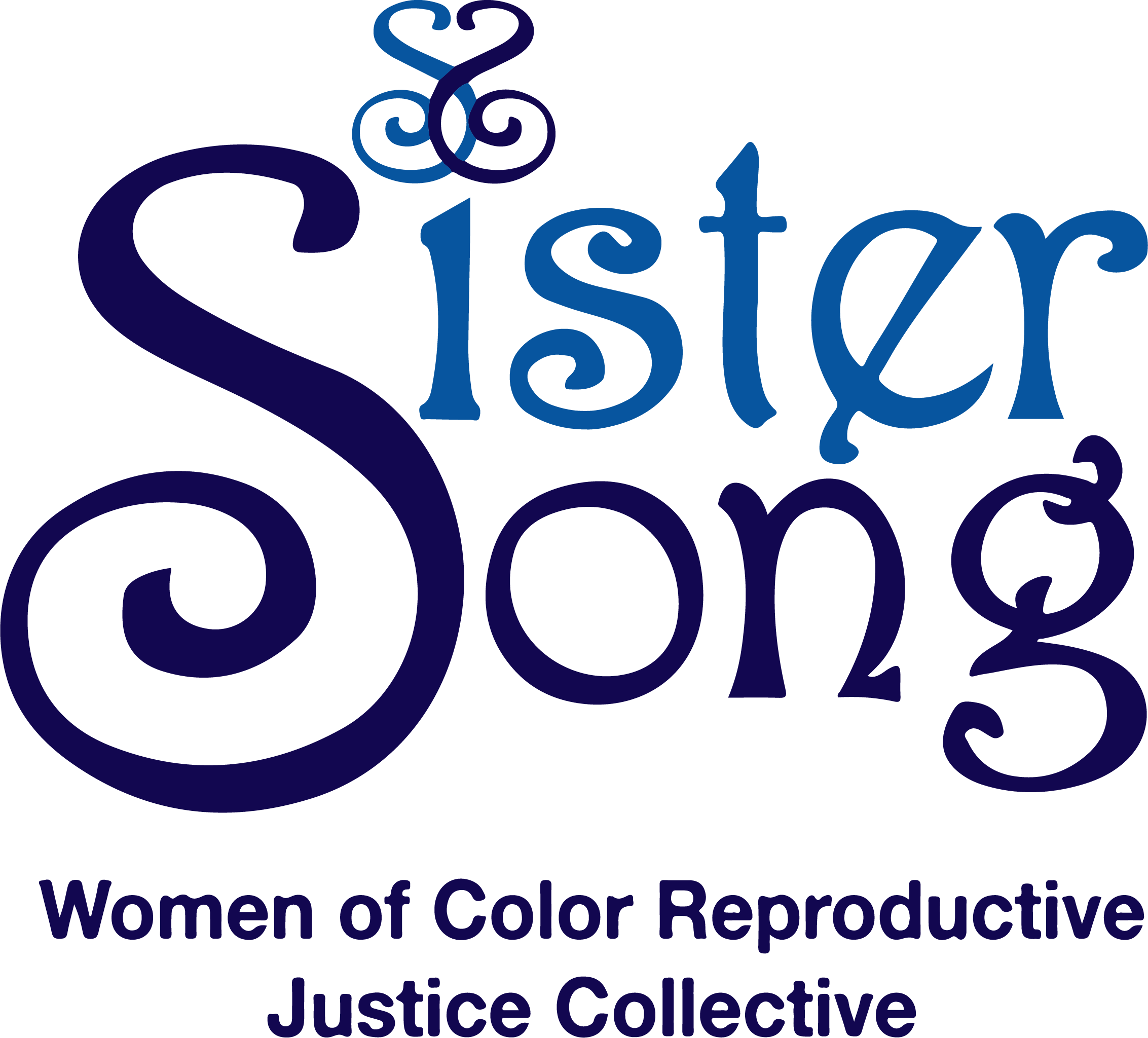 The words "Sister Song" in an embellished font stacked on top of "Women of Color Reproductive Justice Collective"