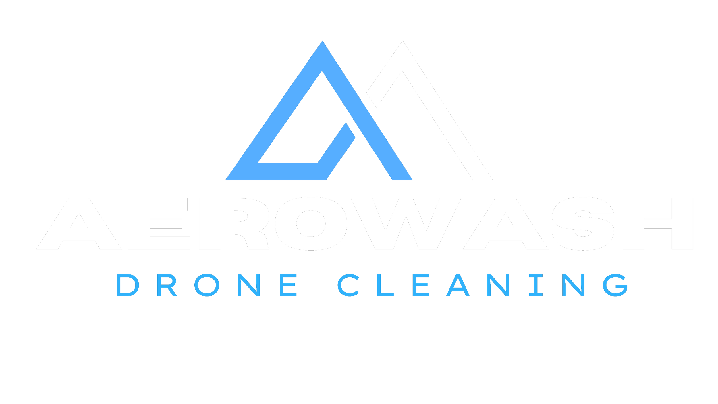 Logo for AeroWash Drone Cleaning, featuring stylized blue and white mountains above the company name.