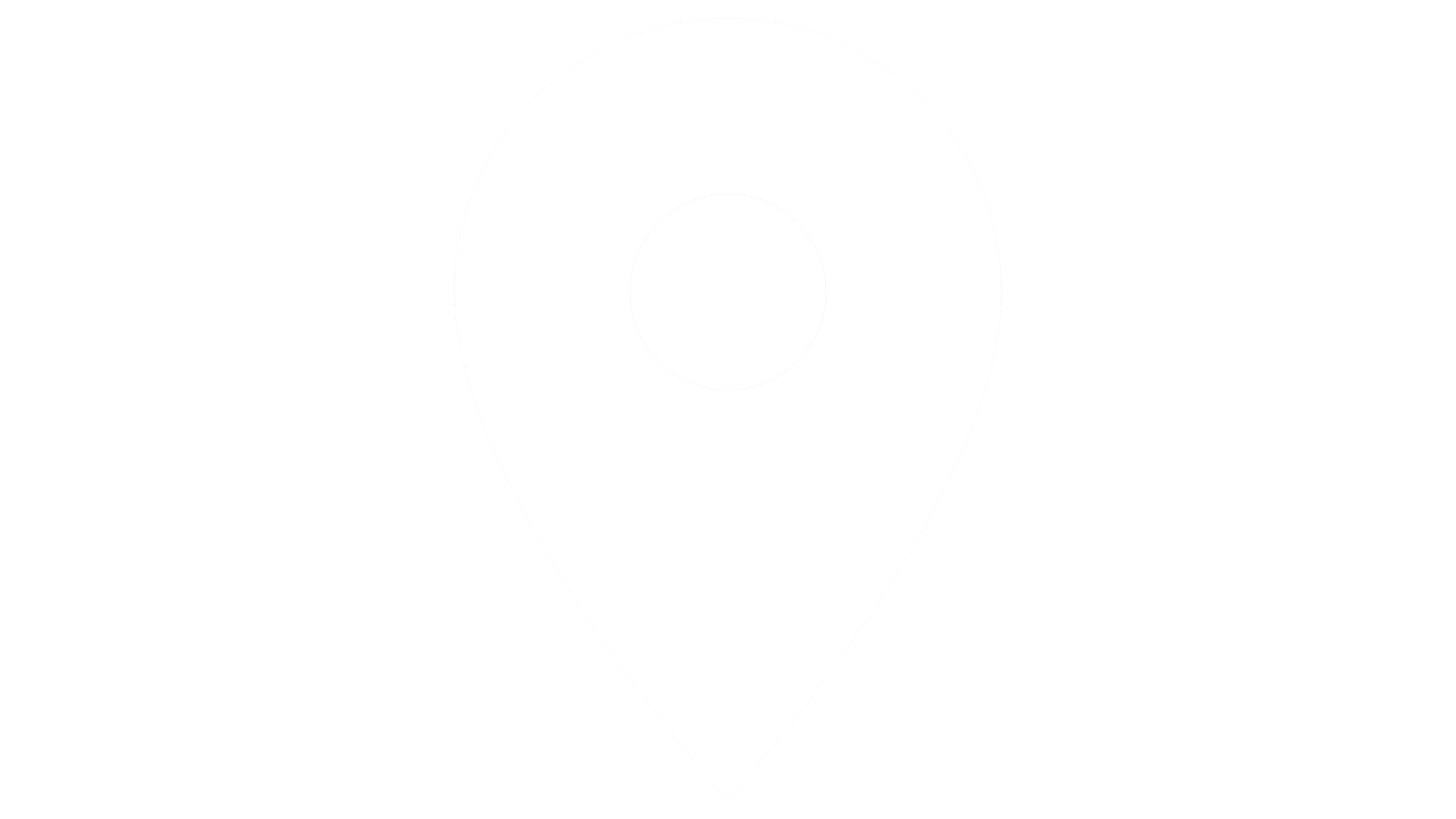 Black background with a white map location pin icon that has a black circle in the center.