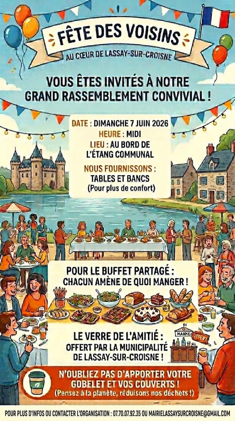 Dimanche 7 juin : la fête des voisins à Lassay-sur-Croisne