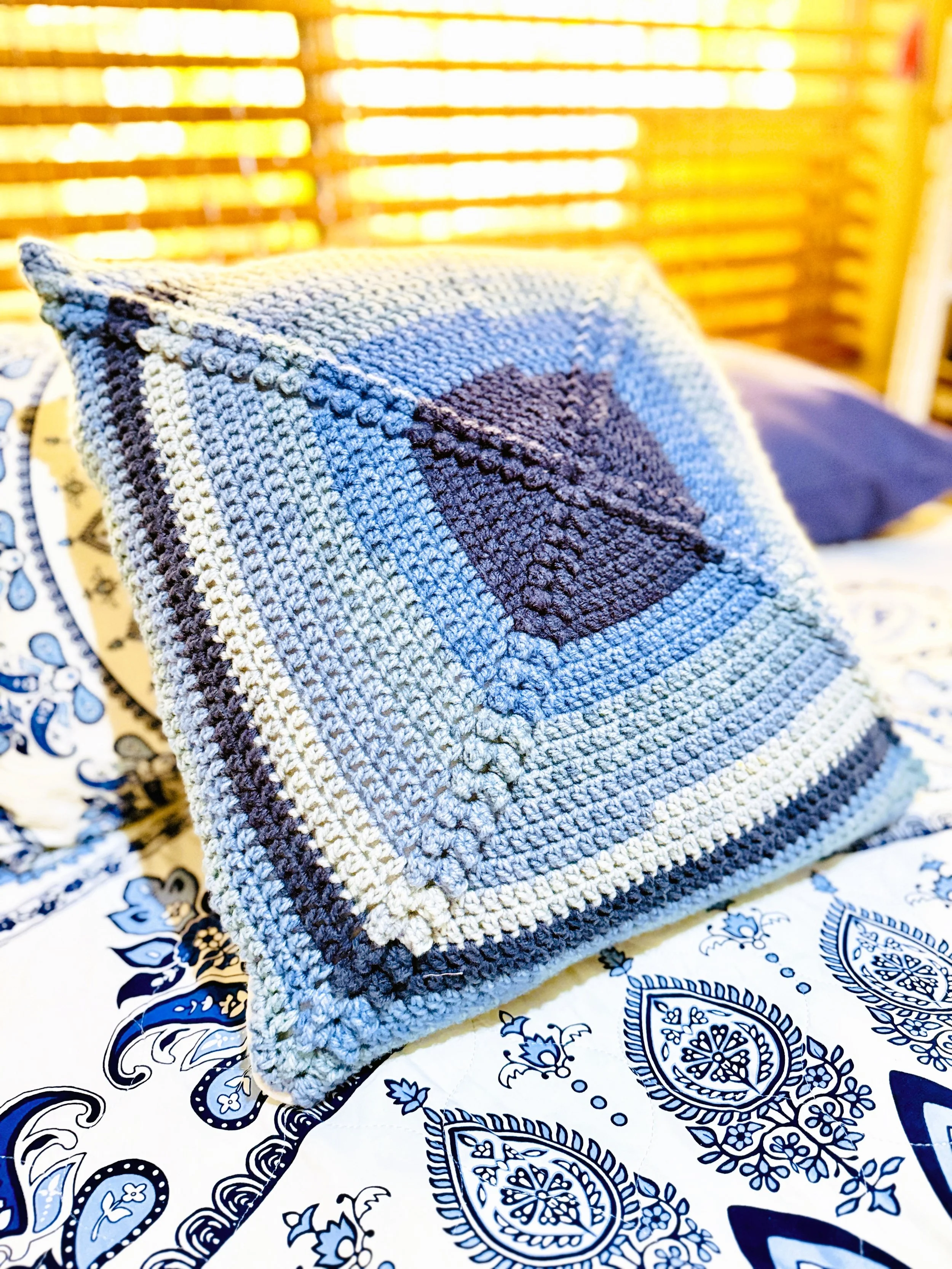Granny Square Crochet Pillow