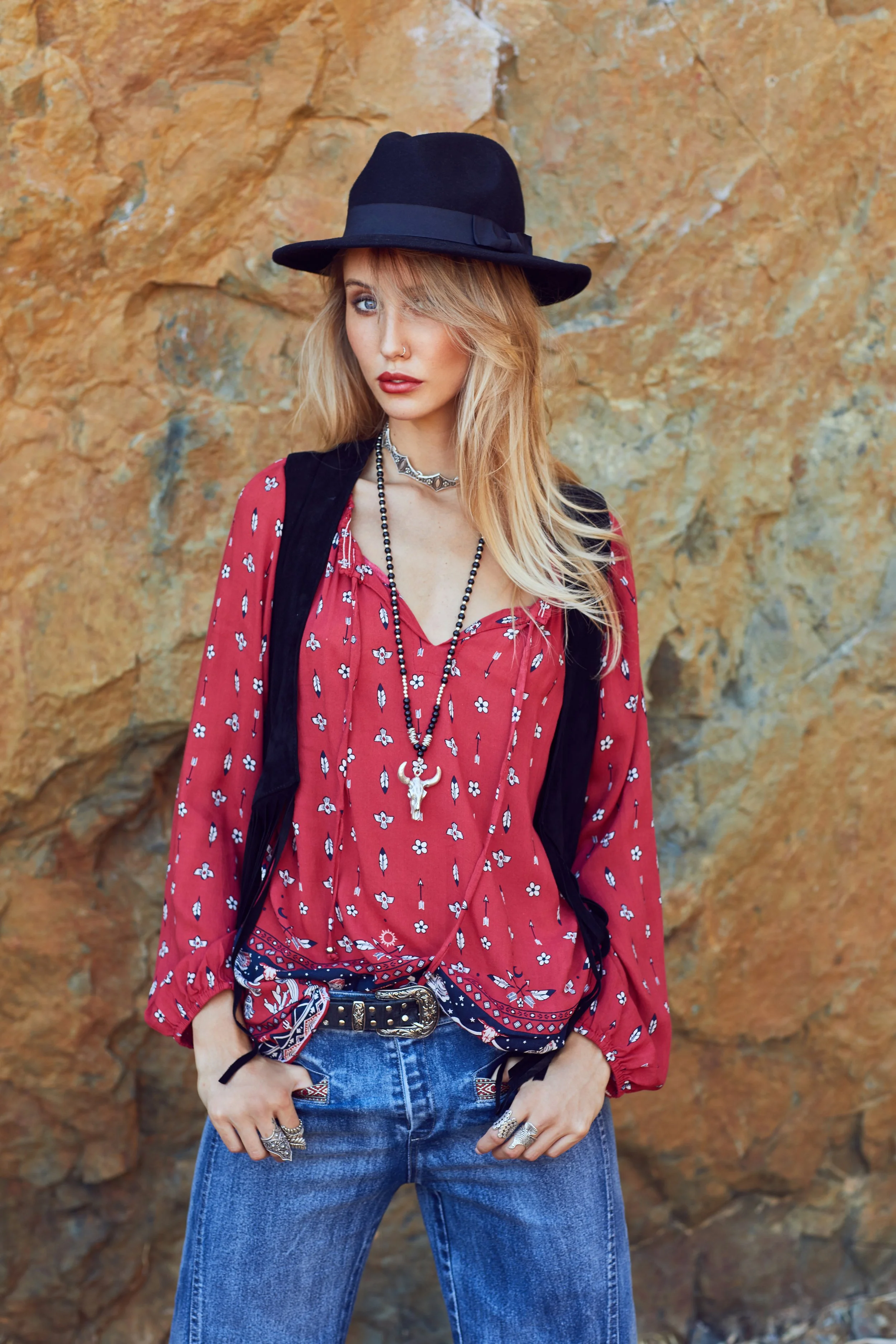 FREEDOM SUEDE FRINGE VEST-MIDNIGHT