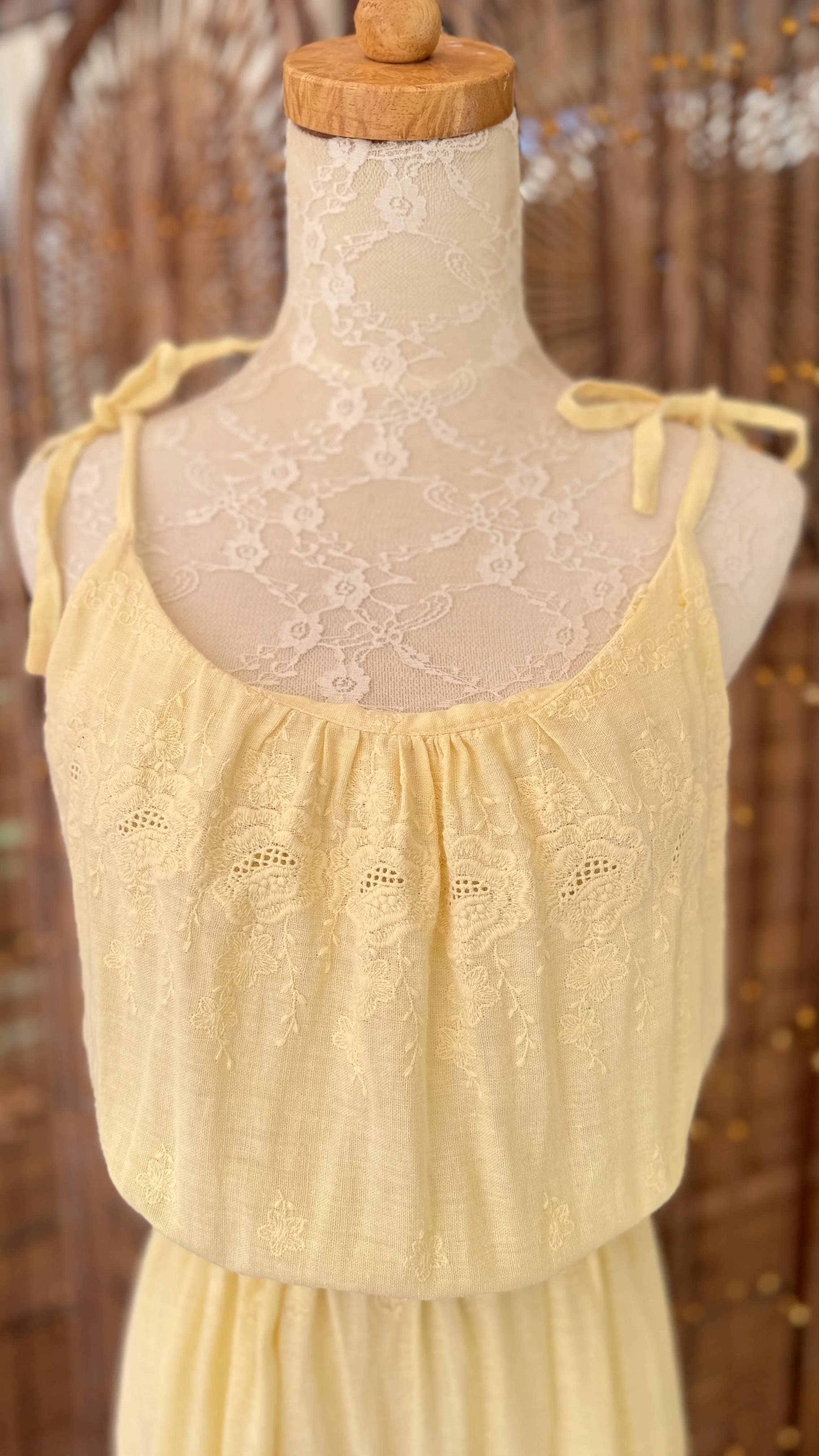 Vintage 1970's Cotton Embroidery Maxi Dress