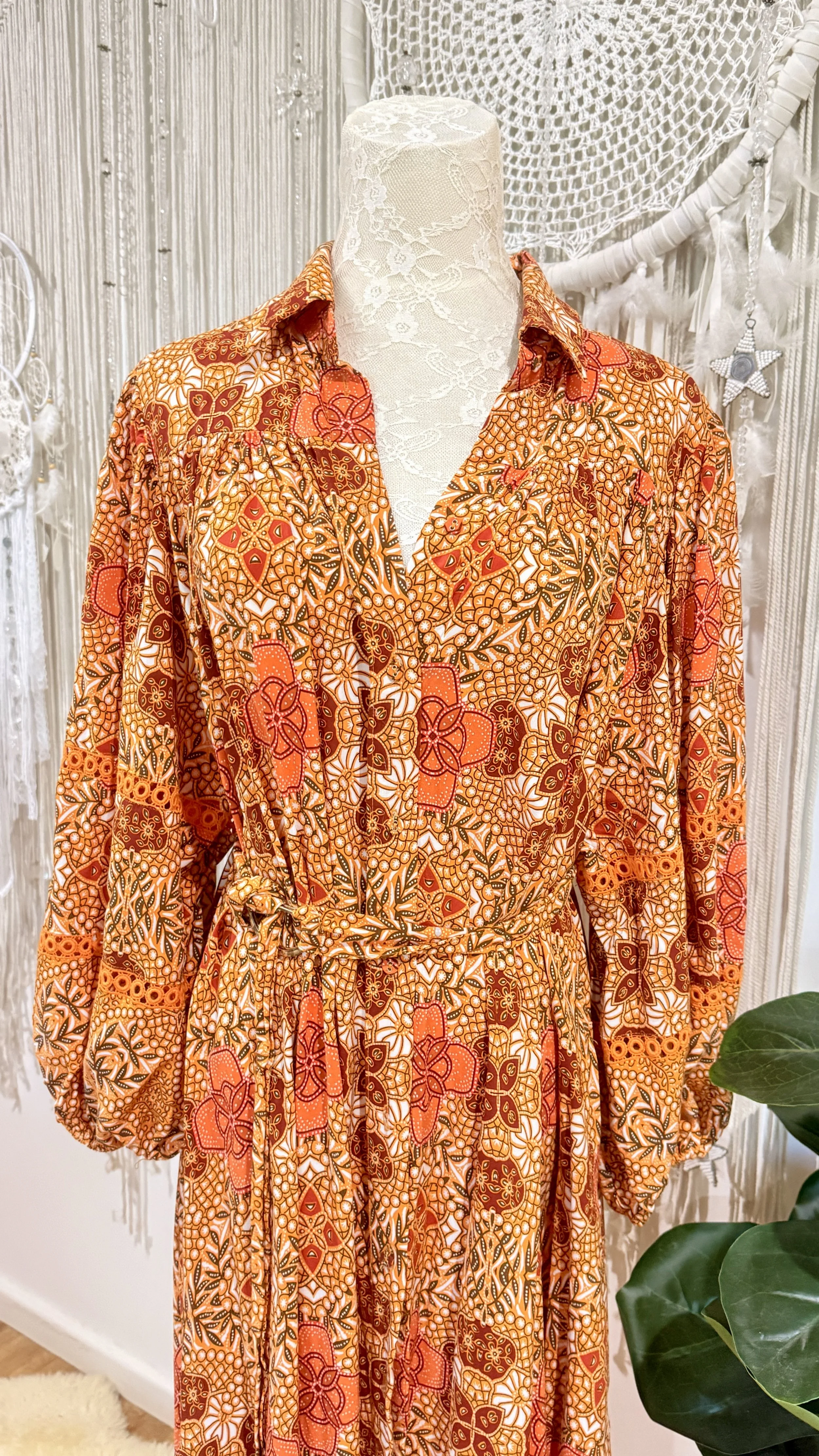 🧡 The Desert Rose 70s Inspired Maxi Dress
