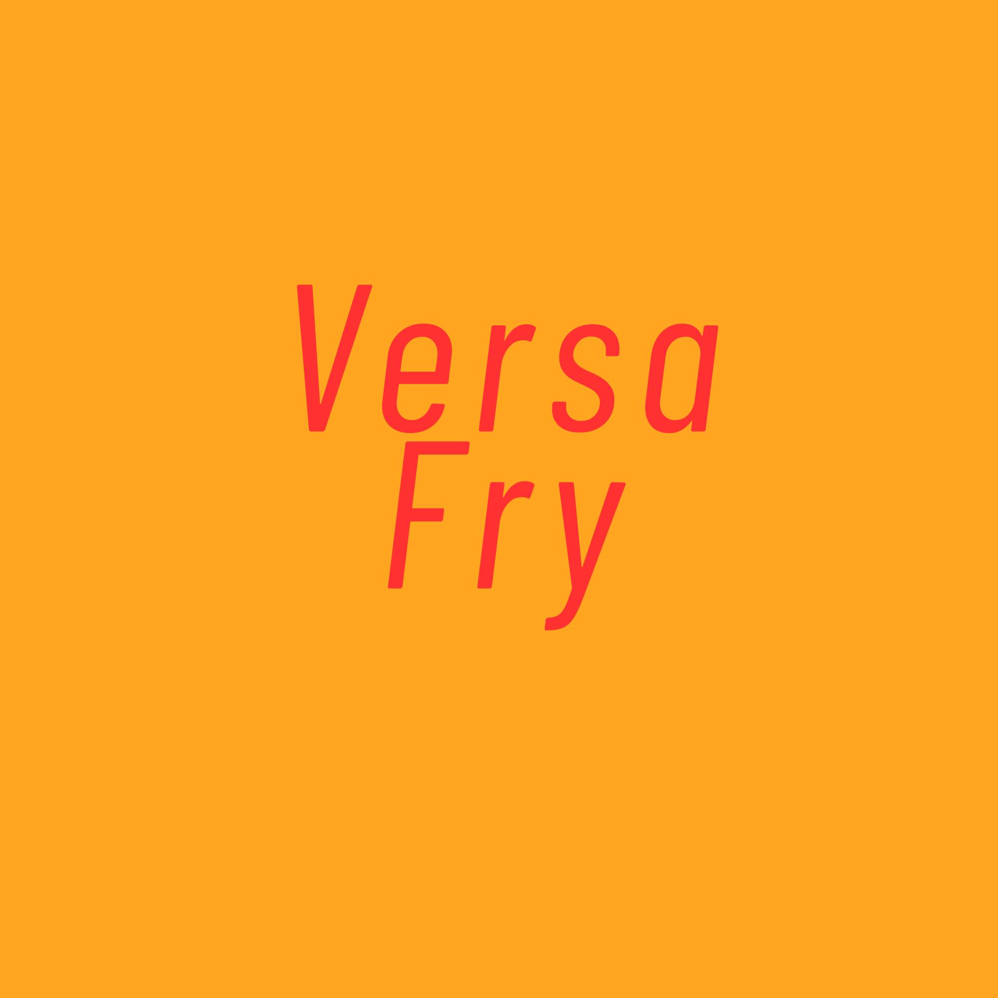 Bright orange background with red text that reads 'Versa Fry' in stylized font.