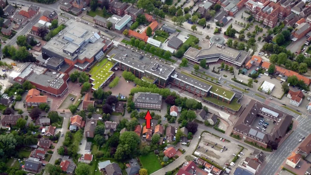 Pro Energie+Technik in Aurich. Das Firmengebäude aus der Luft