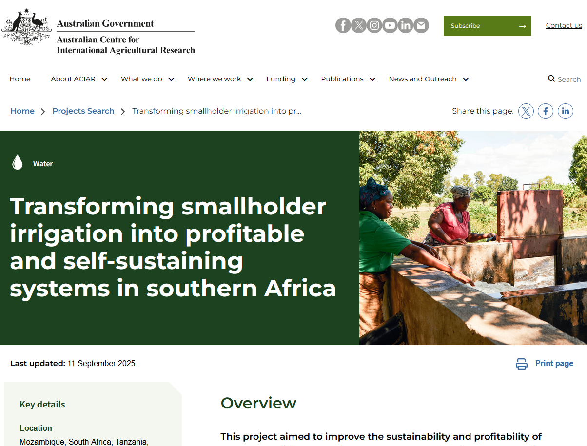 TISA: Multi-level learning systems to Transform Irrigation (TISA) - Southern Africa