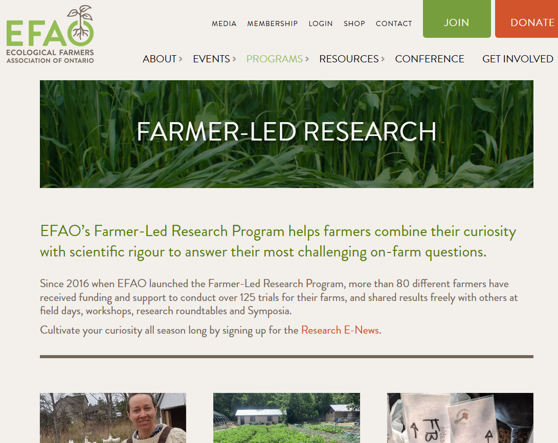 EFAO's Farmer-Led Research Program - Ontario, Canada