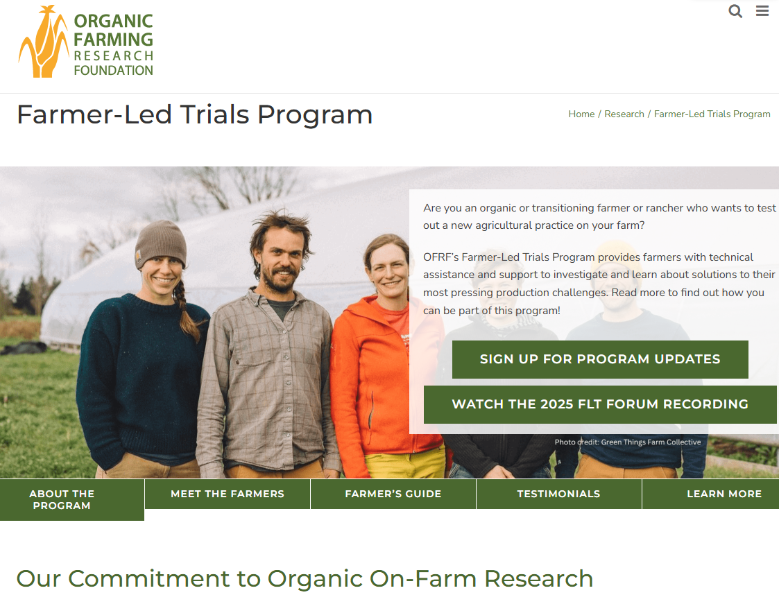 Farmer-Led Trials Program, Organic Farming Research Foundation - US