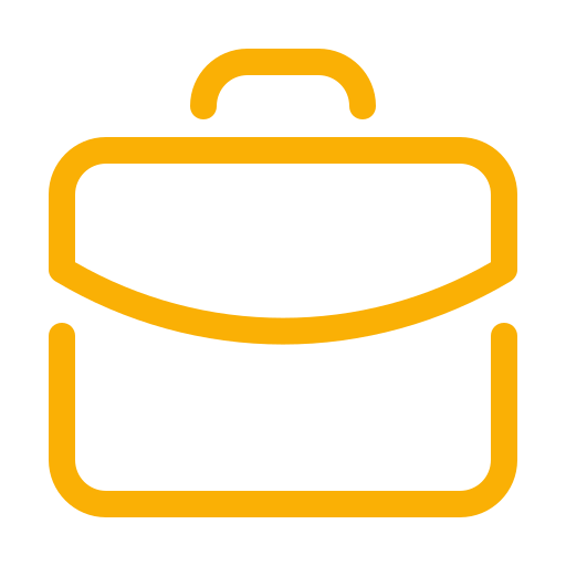 Yellow outline of a briefcase or messenger bag on a black background.