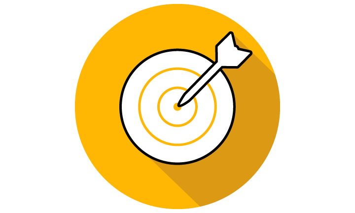 Target with an arrow hitting the bullseye, symbolizing goal achievement or precision.
