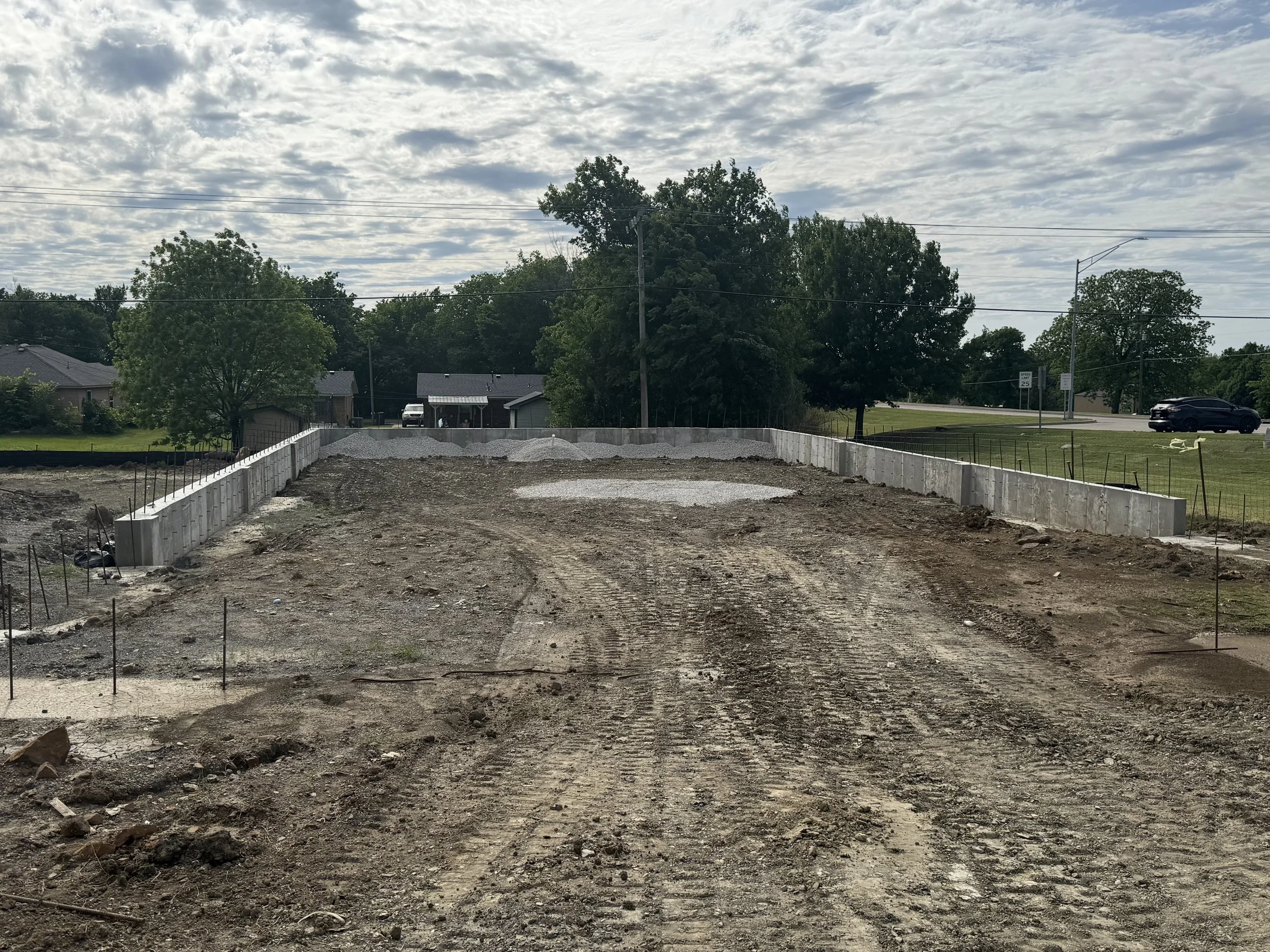 Foundation footprint completed for contractor-ready industrial flex warehouse space near Tulsa at the Hwy 97 and I-44 interchange in Sapulpa Oklahoma