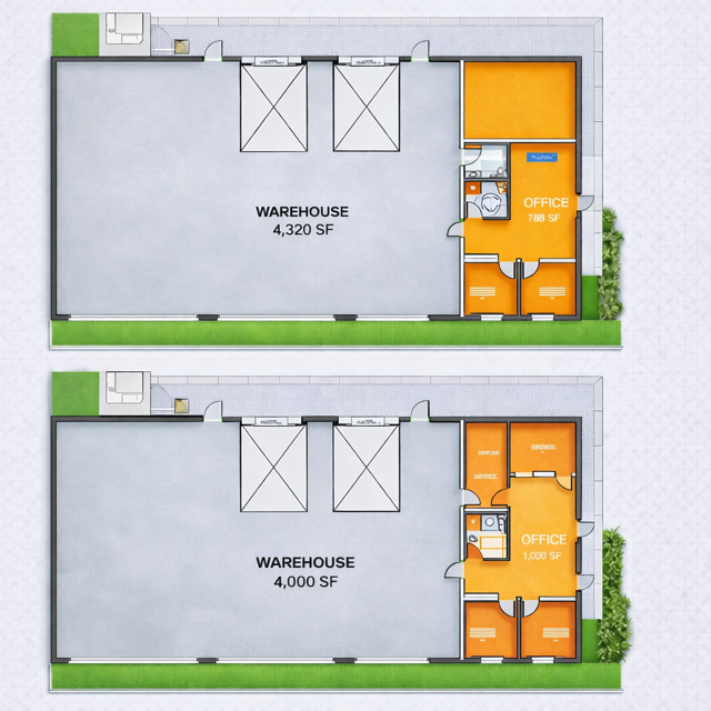 industrial flex warehouse suite floor plan with office buildout 4000 square foot warehouse Sapulpa Oklahoma near Highway 97 and Interstate 44