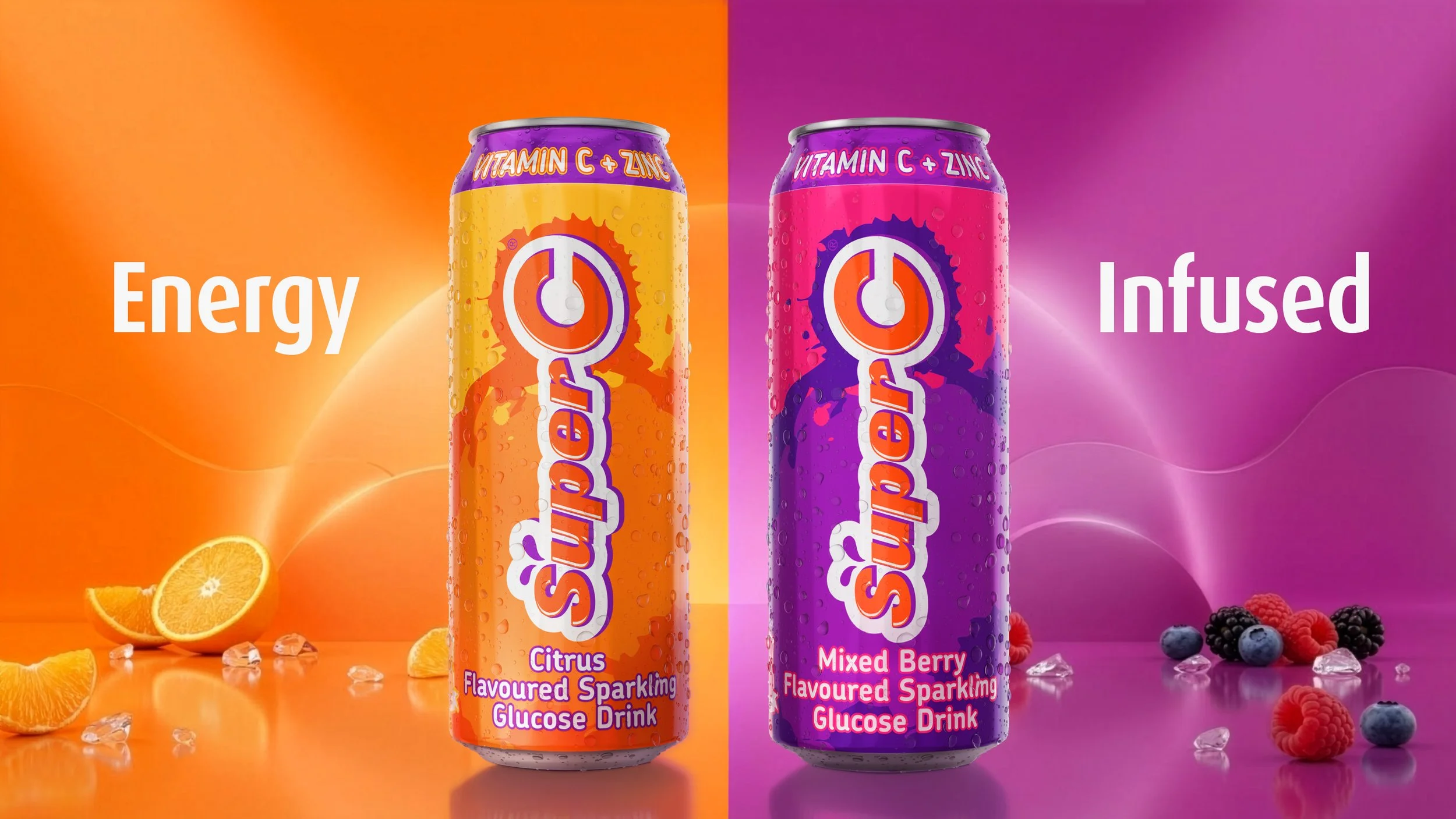 Photoreal energy drink can renders for SuperC product campaign
