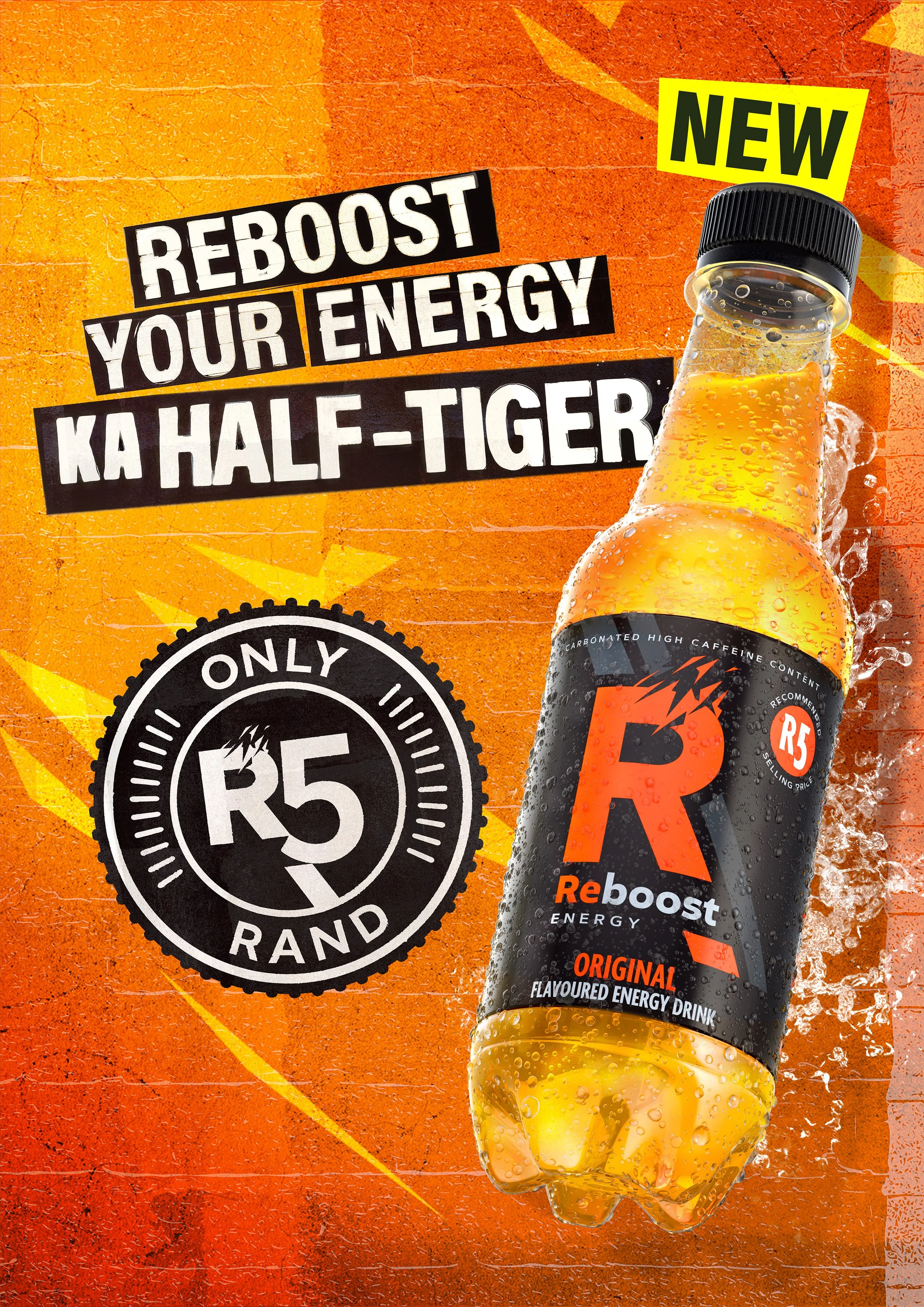 Photorealistic 3D render of Reboost energy drink bottle with condensation for in-store promotion