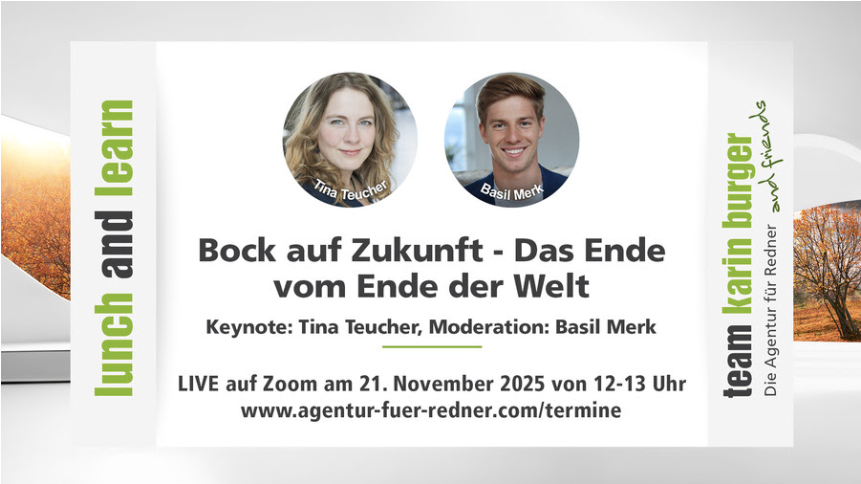 Basil Merk tritt gemeinsam mit Tina Teucher für das Team Karin Burger auf, welches ihn als Top Redner auszeichnet und Basil als Keynote Speaker und GenZ Moderator an Unternehmen vermittelt.