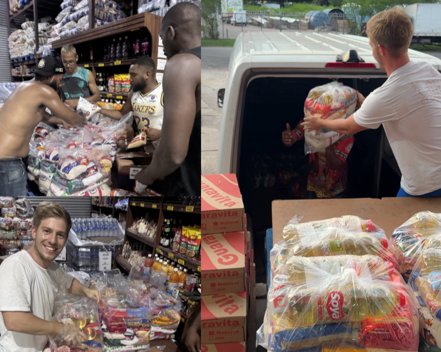 Basil Merk beim Sammeln und Verpacken von Lebensmittelspenden für bedürftige Familien in Brasilien – Teil seiner jährlichen humanitären Hilfsaktion zur Unterstützung von Hunderten Familien