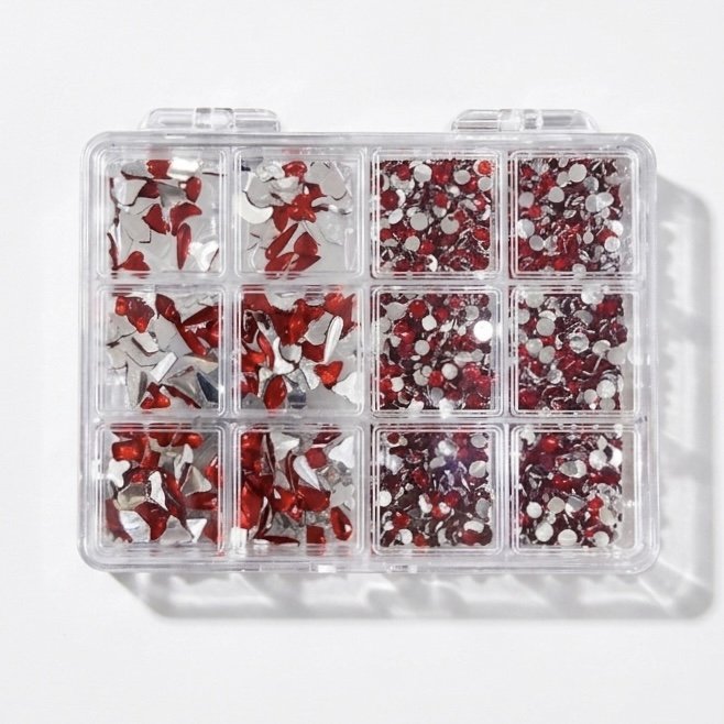 12 Grid Rhinestone Pack - Red